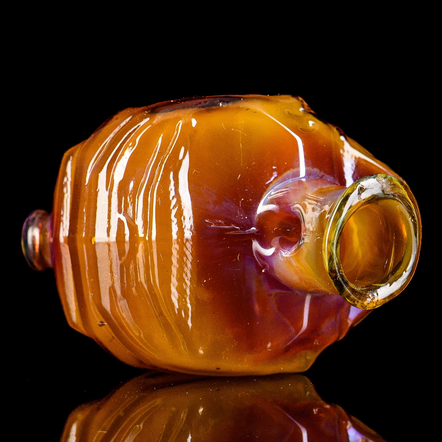 Glass Puffco Top Halo Pivot Mouthpiece by Tony Kazy, featuring clear glass design with a sleek, ergonomic shape.