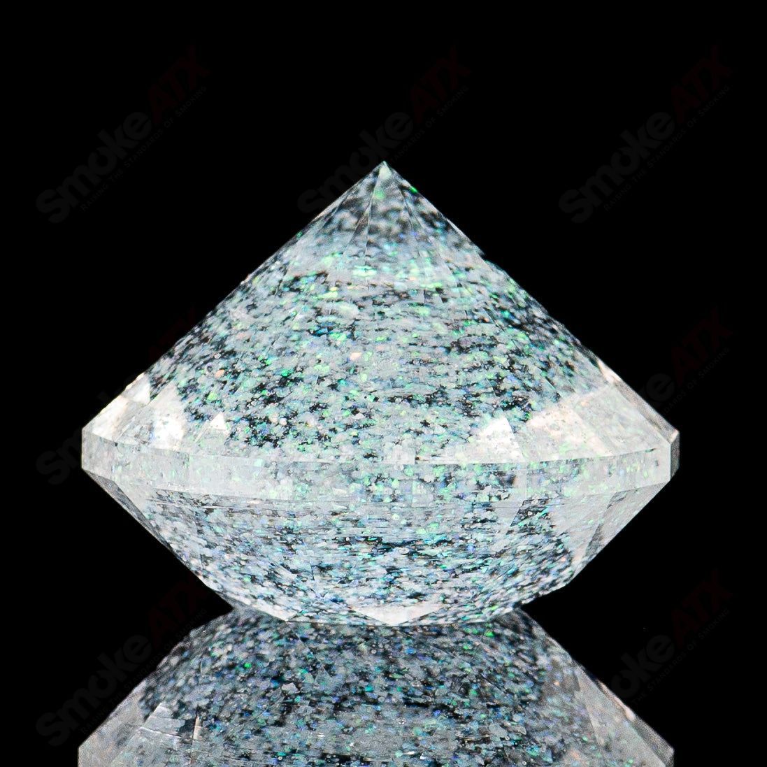 Crushed opal gem marble by Fatal Facets, Heady Glass Fatal Facets collection, featuring vibrant crushed opal interior and glass marble design.