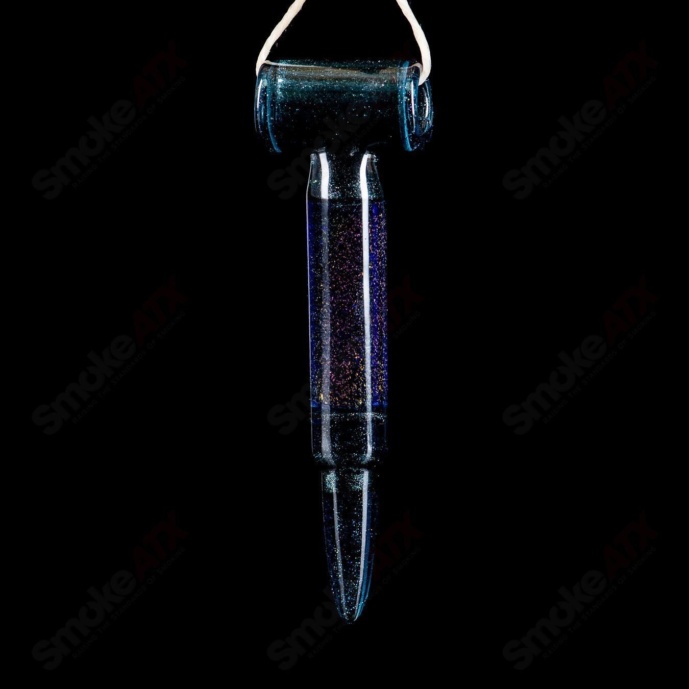 Bullet Pendant in Teal/Cobalt (Signed RMG 2015) by Robert Mickelsen Glass (RAM) - Smoke ATX
