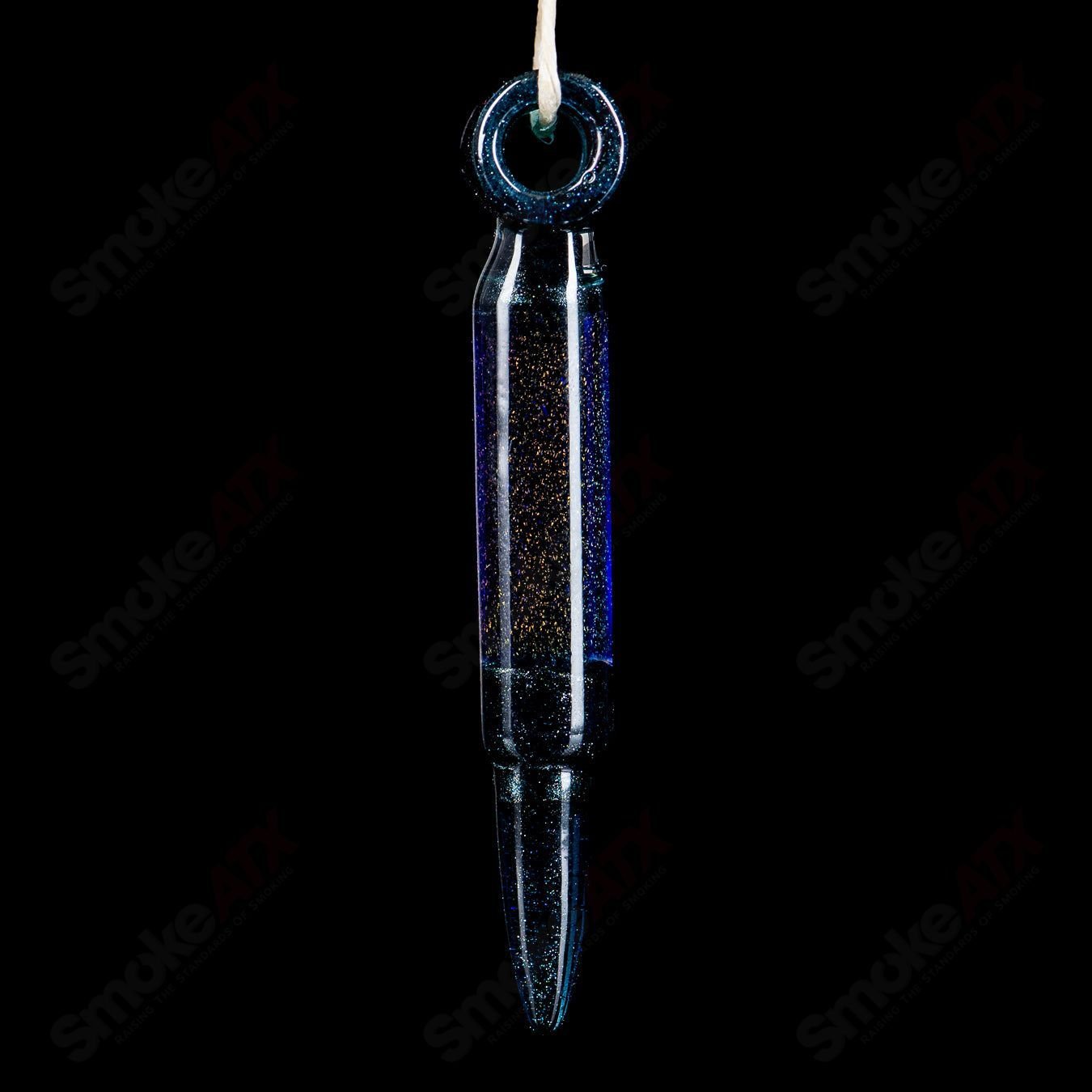 Bullet Pendant in Teal/Cobalt (Signed RMG 2015) by Robert Mickelsen Glass (RAM) - Smoke ATX