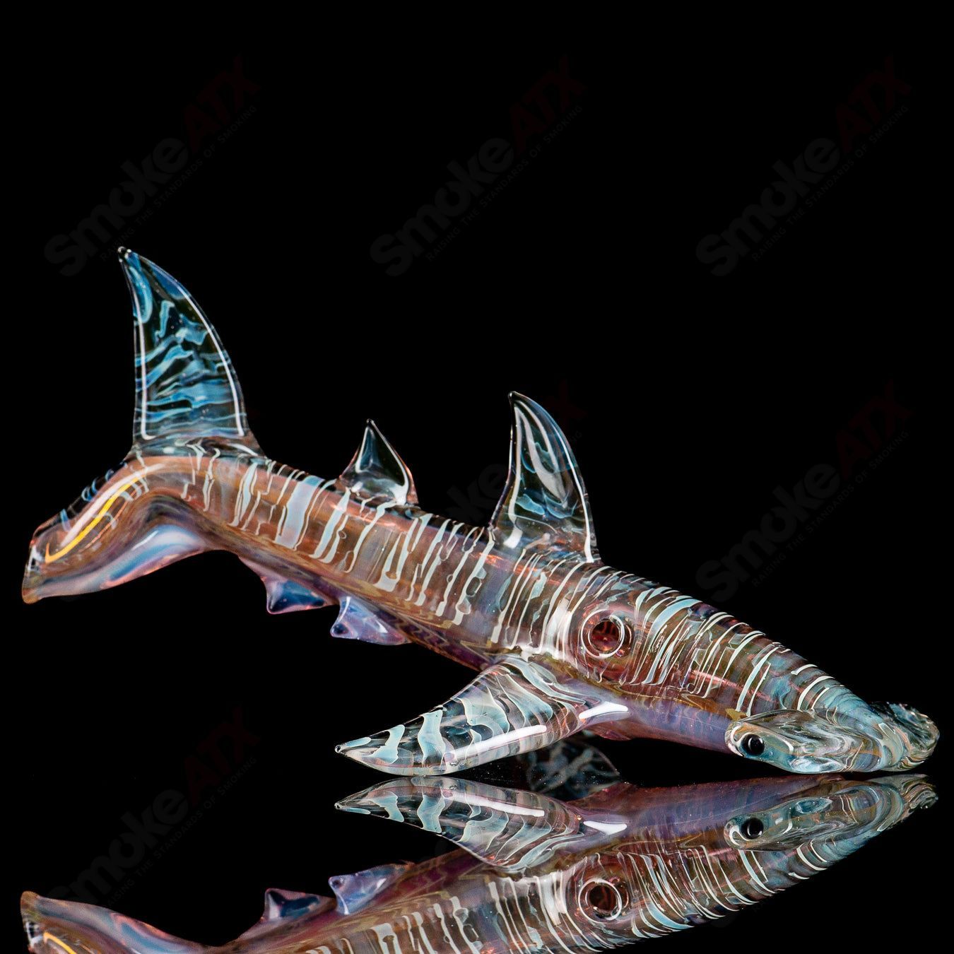 Hammerhead Shark Handpipe by Mako Glass - Smoke ATX 