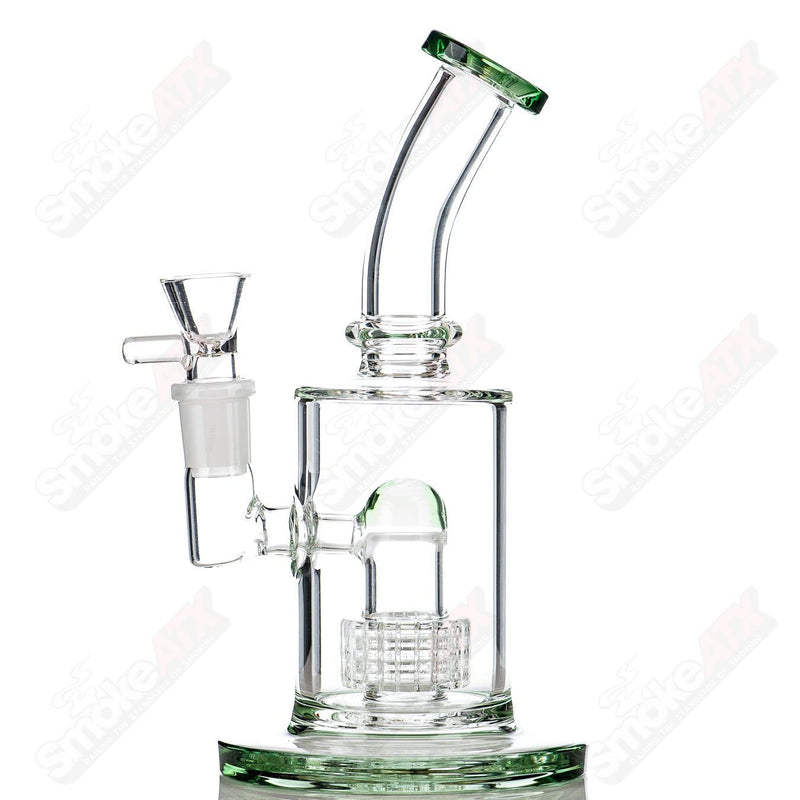 9" Green Stereo Perc Bubbler Diamond Glass - Smoke ATX