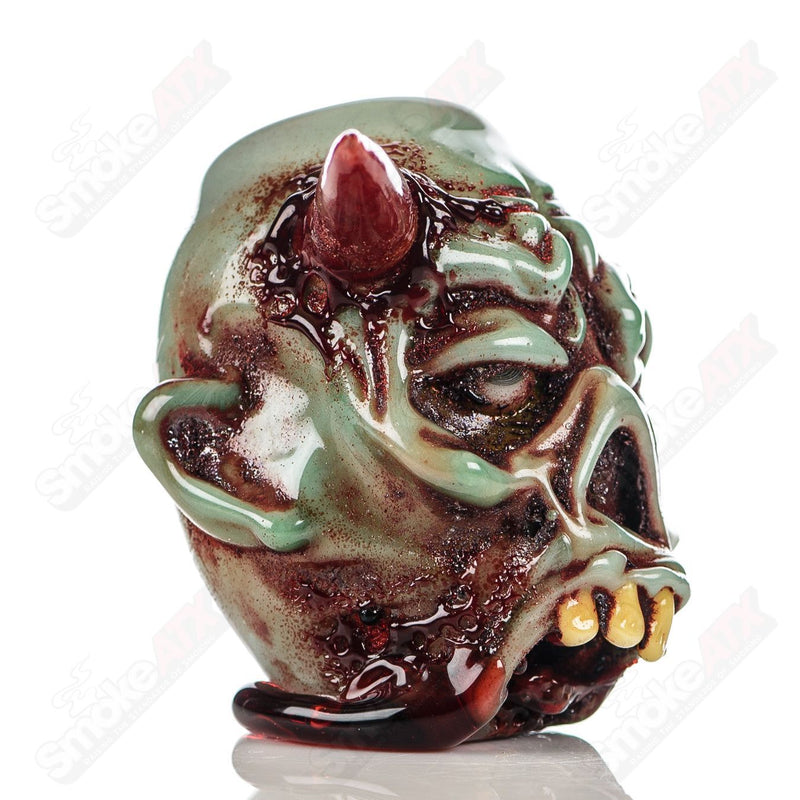 Zombie Head Spoon w/ Glow Eyes Ghost Glass - Smoke ATX