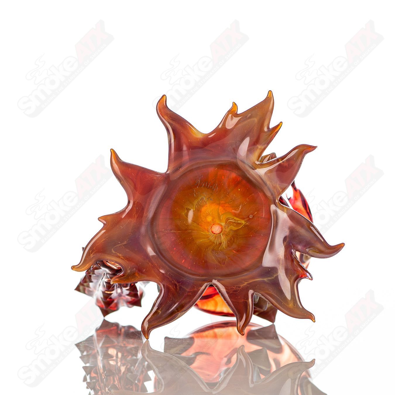 Red cactus-shaped Iso/Qtip jar from Unparalleled Glass, a stylish and functional heady glass piece with a vibrant design.