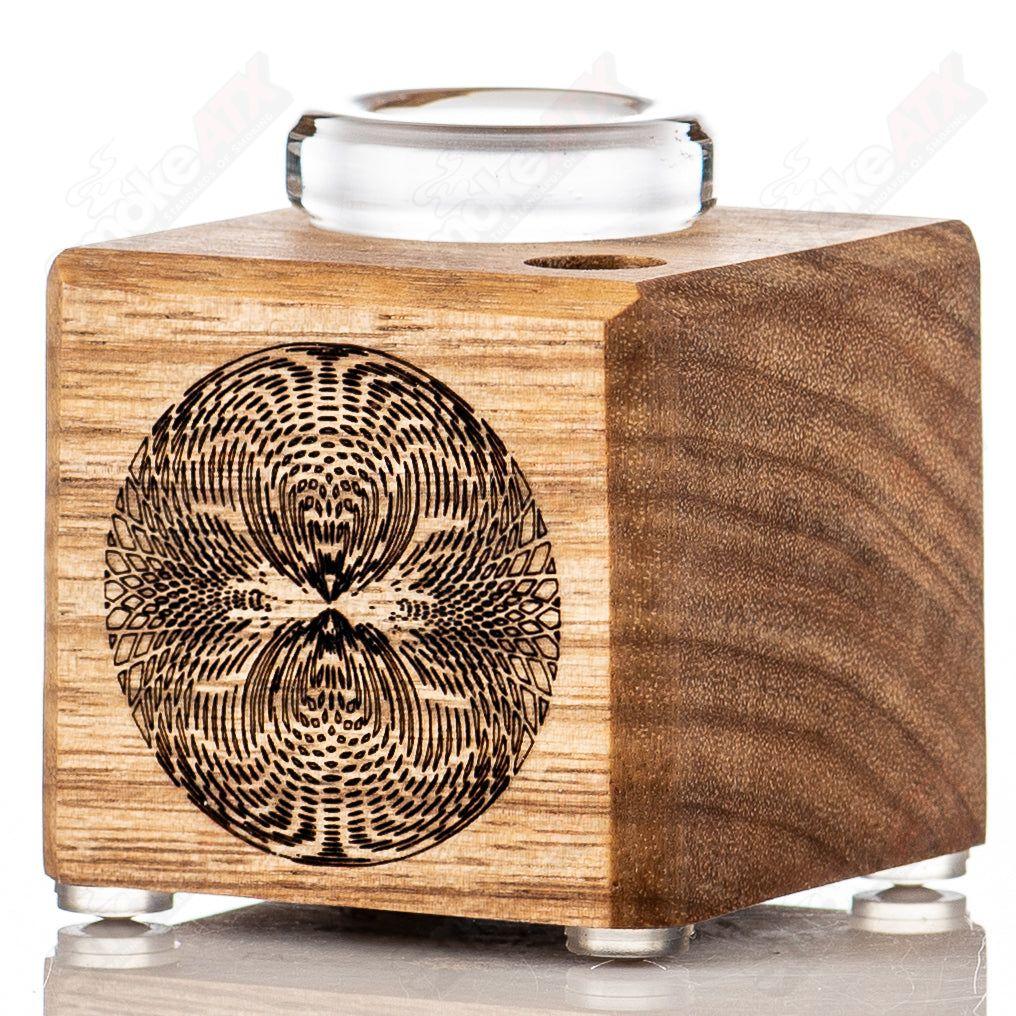 Canarywood 1-hole glass slide stand by Sovereignty Glass, featuring a sleek design and natural wood finish for supporting glassware.