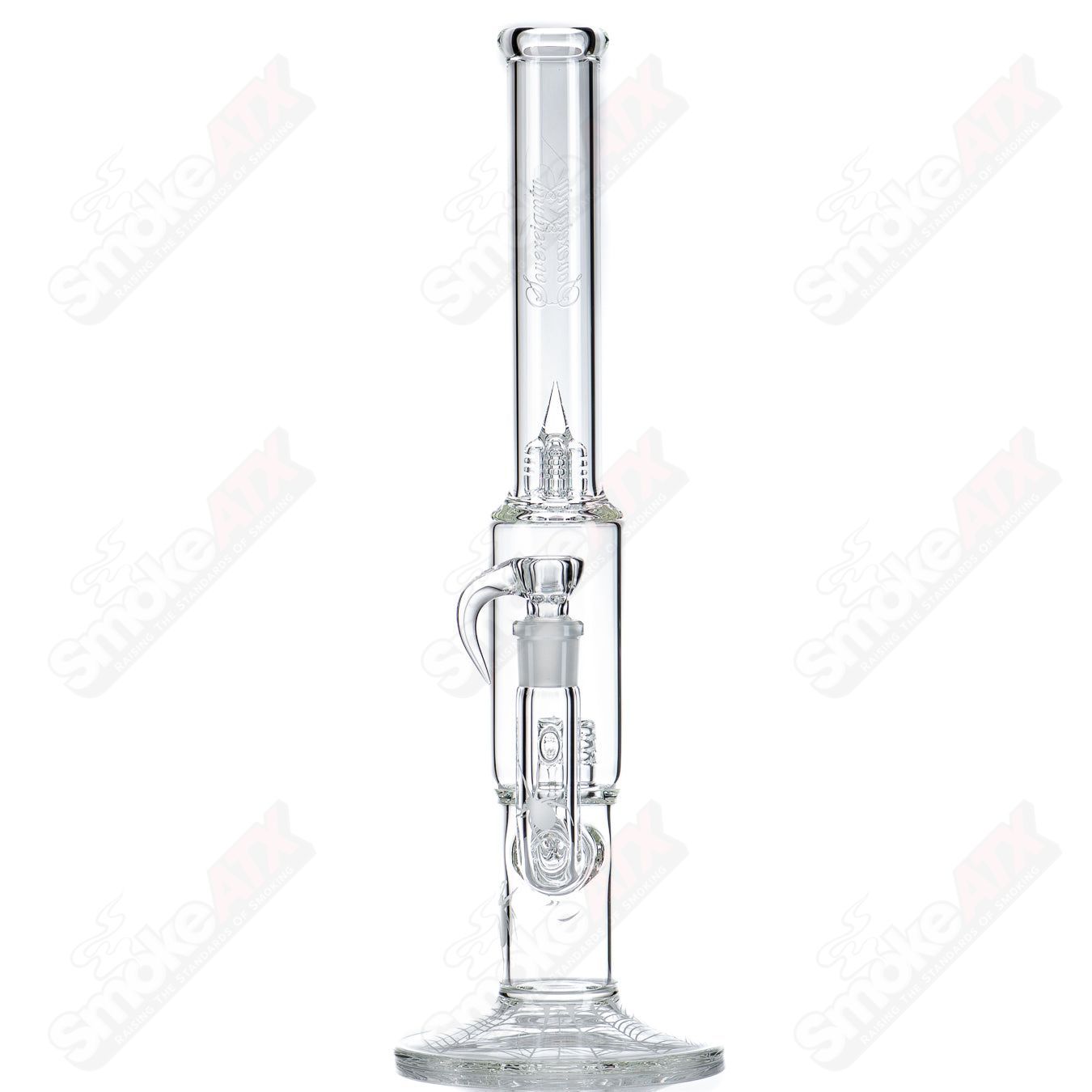 Clear Sovereignty Glass Cap Cycler DG Gline recycler with 38mm neck, splashguard, and Halloween pattern design.