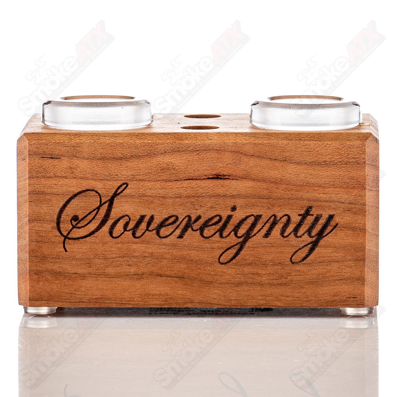 Sovereignty Glass Cherry 2-Hole Slide Stand, a clear glass accessory with cherry design and two holes for secure mounting.