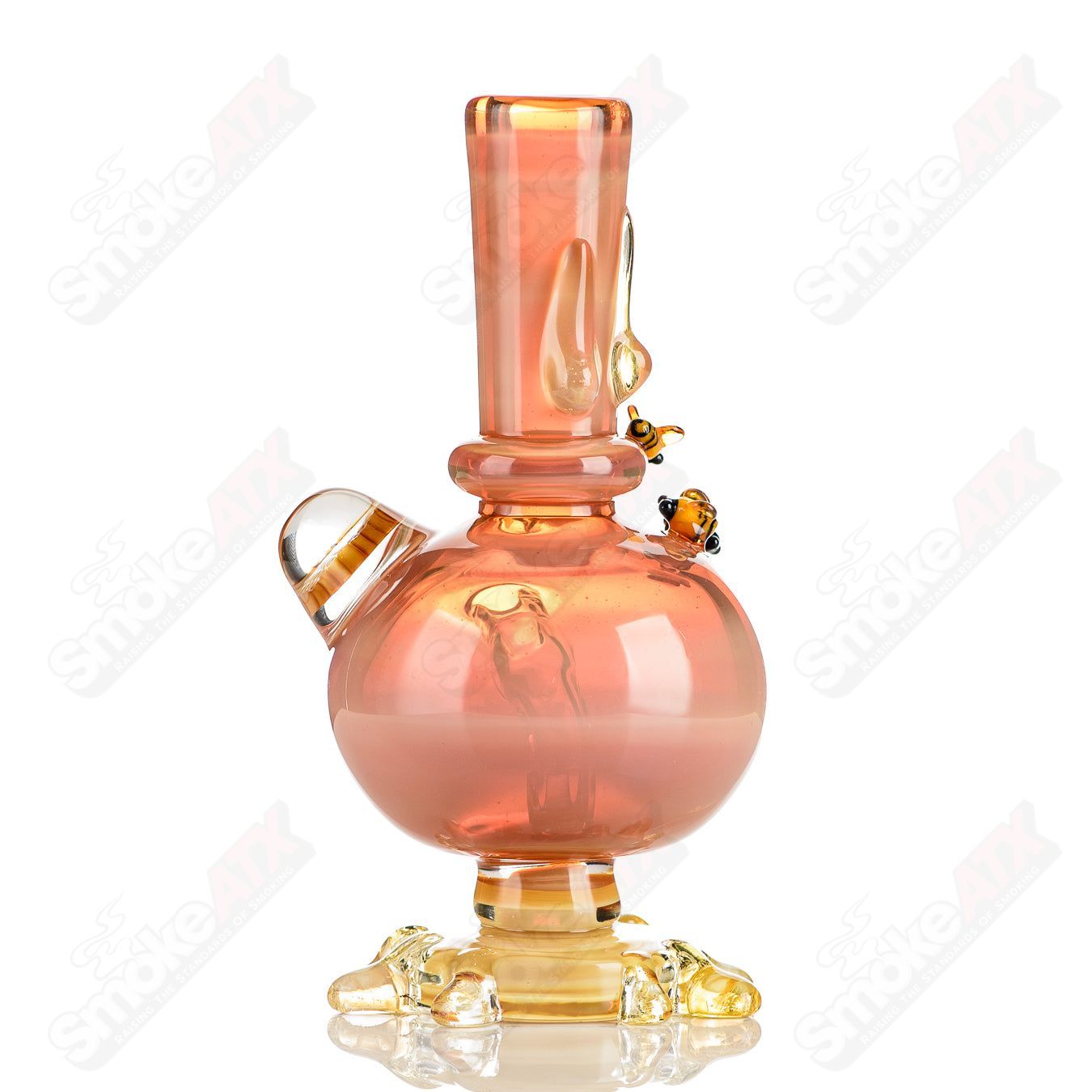 Cherry Blossom Pink Honeycomb Lamp Set by Joe P Glass, stylish heady glass concentrate rig with pink honeycomb design.