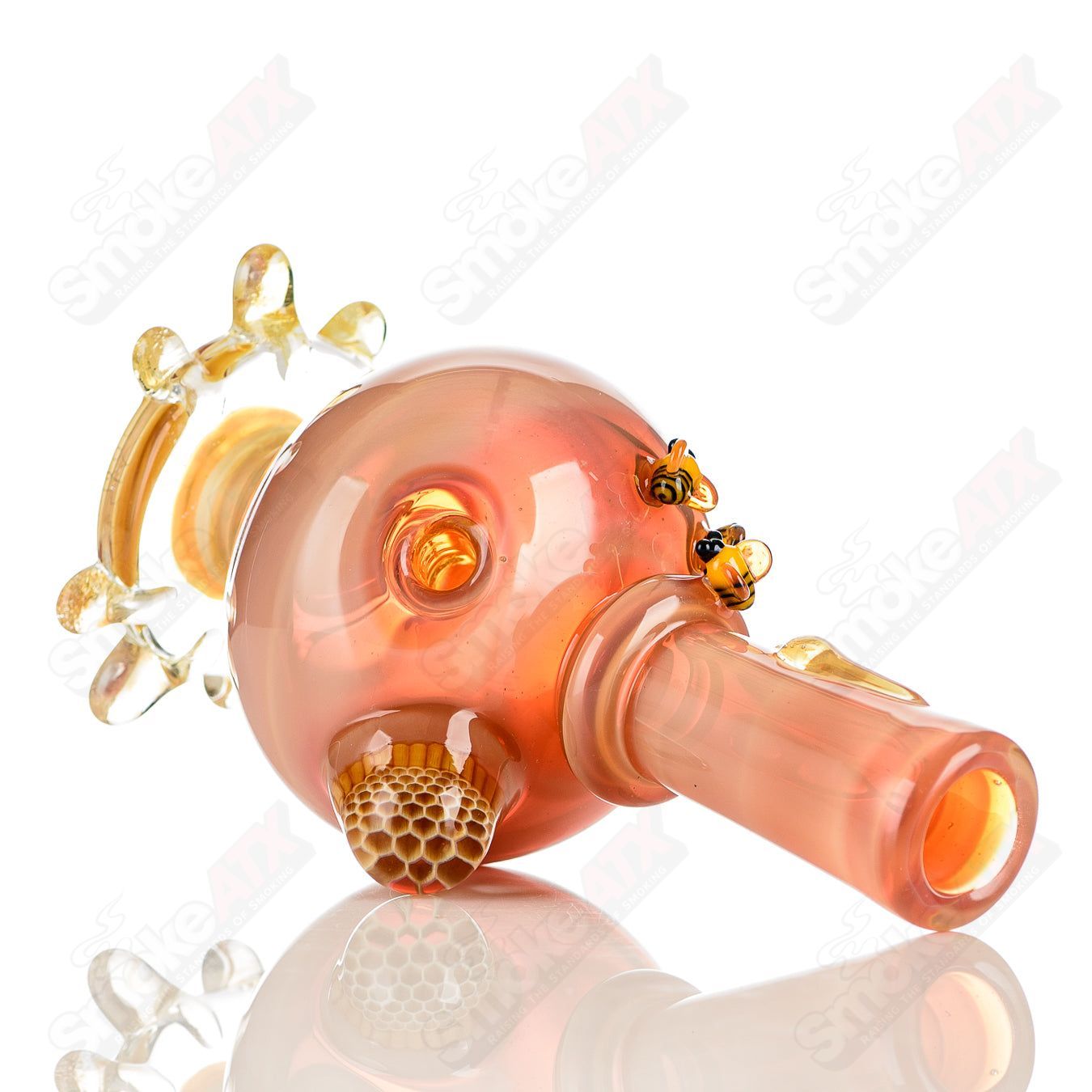 Cherry Blossom Pink Honeycomb Lamp Set by Joe P Glass, Heady Glass concentrate rigs with vibrant pink and honeycomb design.