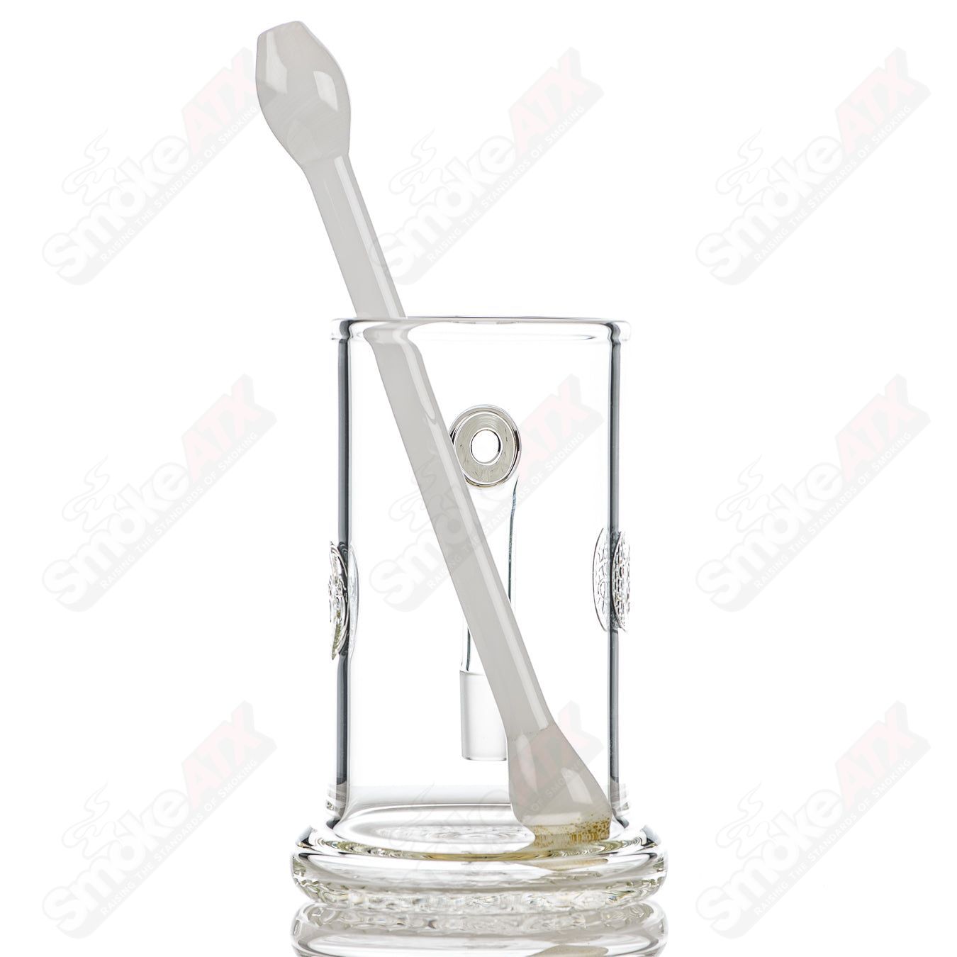 Clear Bangin Mug with Q-Tip Straw by Surf Rat Glass, transparent heady glass cup with unique design and straw.