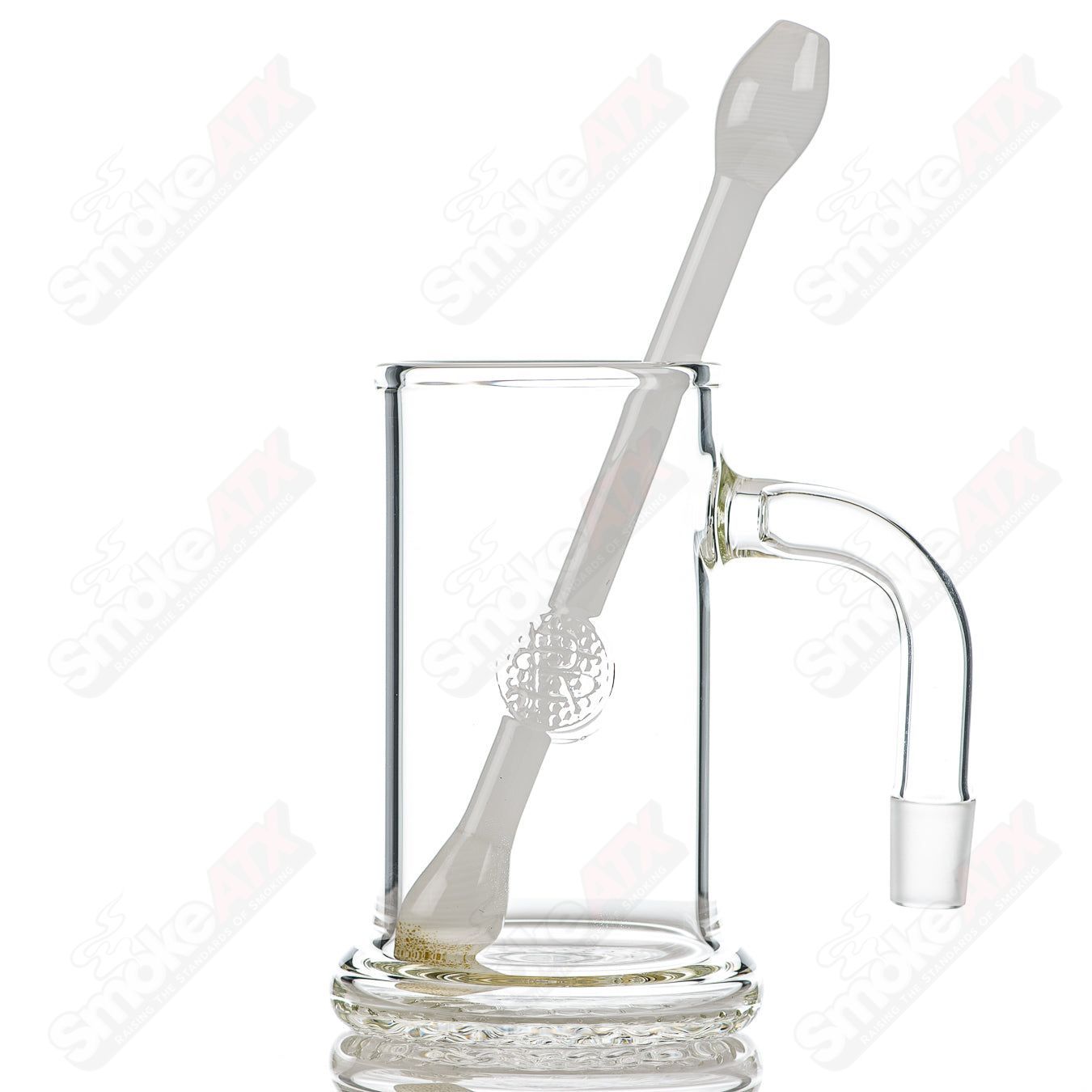 Clear Bangin Mug with Q-Tip Straw by Surf Rat Glass, heady glass cup featuring a vibrant design and unique straw.