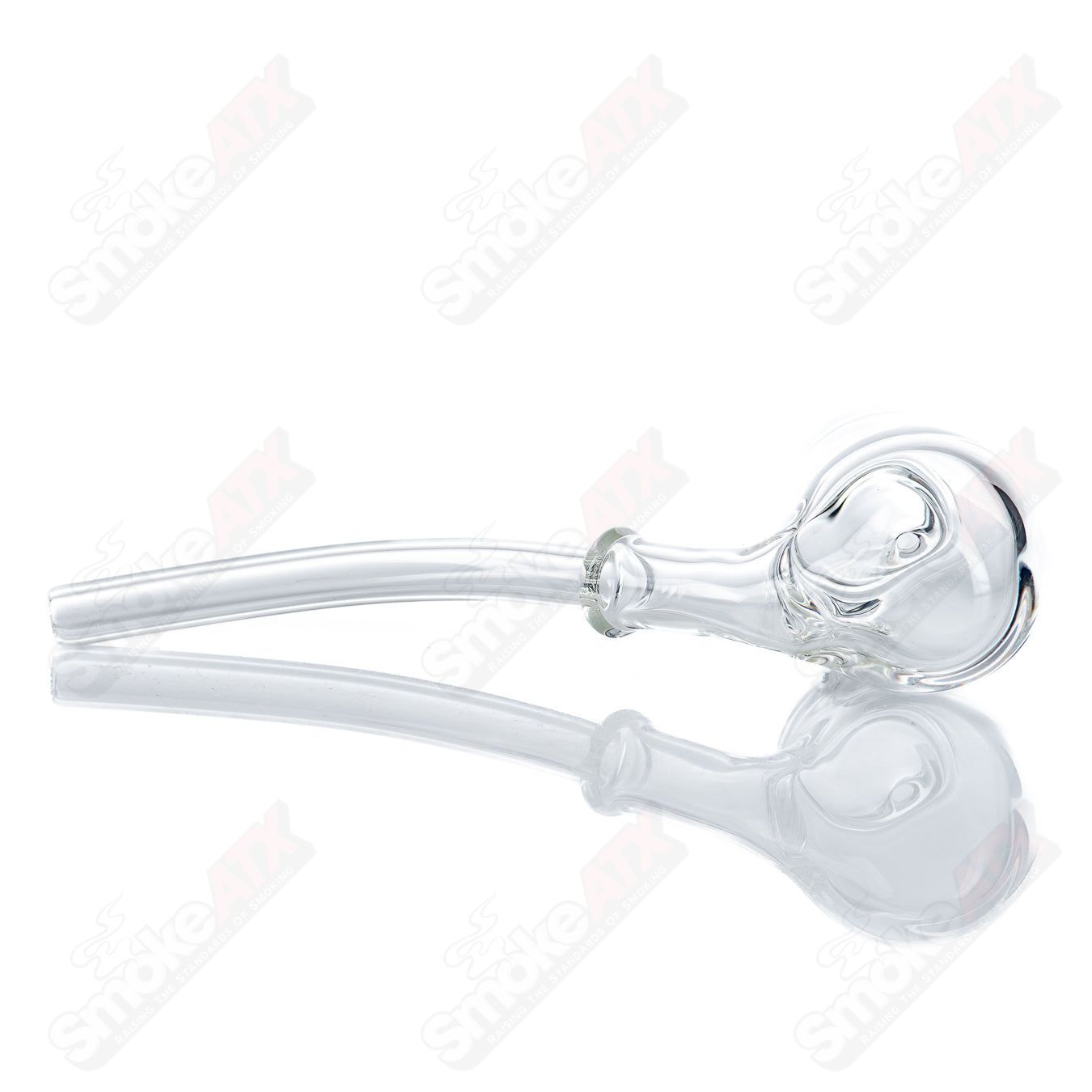 Clear Church Warden Sherlocks by Kirkland Glassworks, hand-blown heady glass pipe with intricate design and durable glass construction.