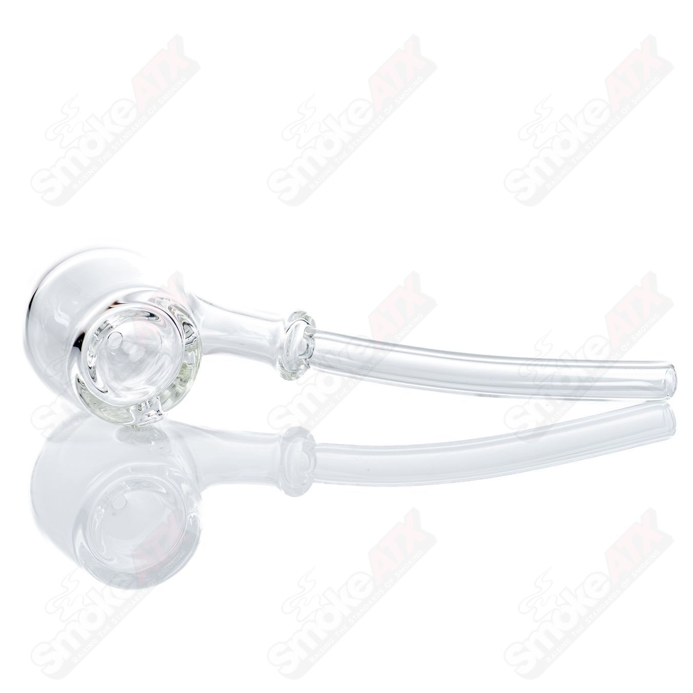 Clear Church Warden heady glass Sherlock pipe by Kirkland Glassworks, featuring intricate glasswork and a classic pipe shape.
