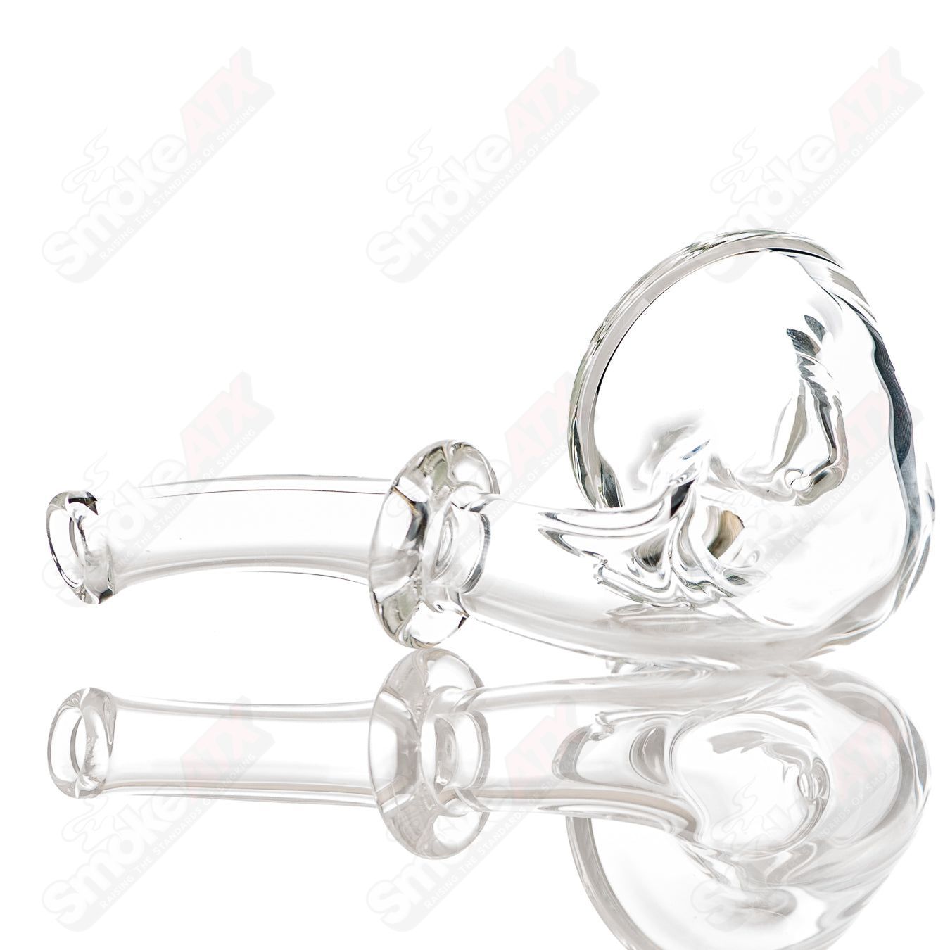Clear Sherlock JMass Heady Glass pipe with a classic Sherlock design, transparent glass with intricate details.