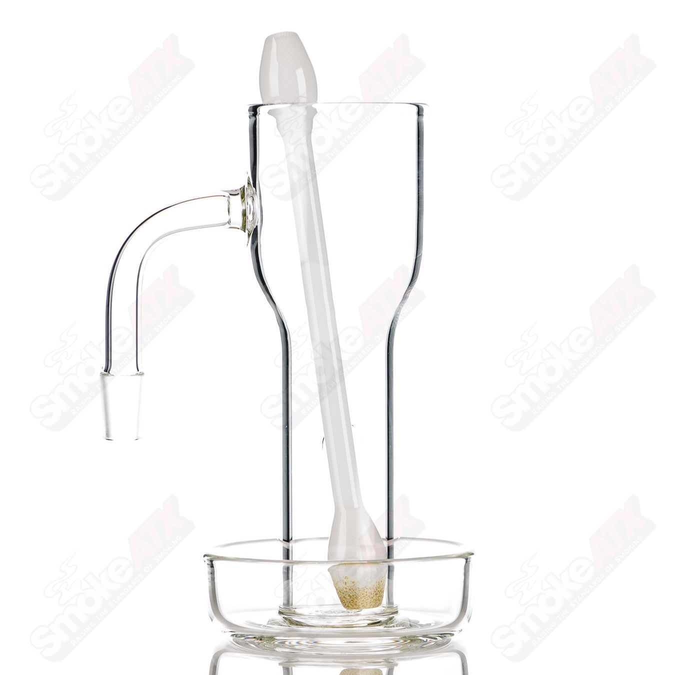 Clear Surf Rat Glass Slurpin Mug with Q-Tip Straw, featuring a stylish heady glass cup with intricate surf rat design.