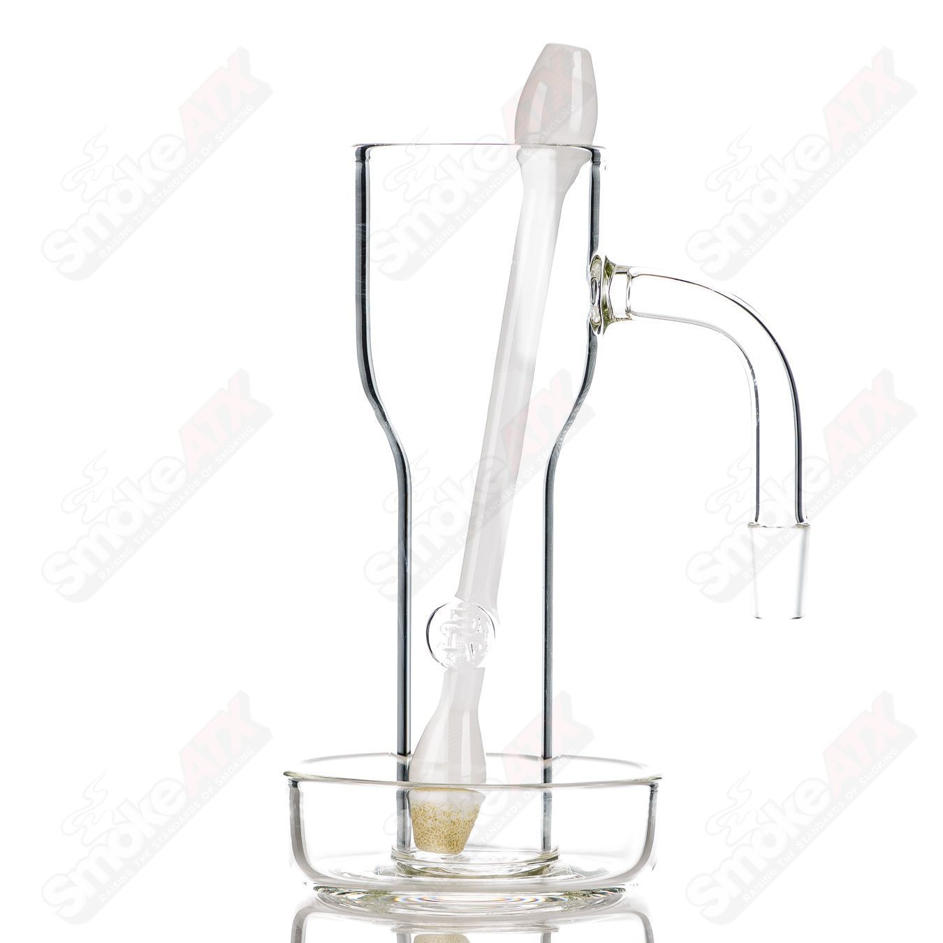 Clear Slurpin Mug with Q-Tip Straw by Surf Rat Glass, a stylish heady glass cup featuring a unique design and transparent finish.
