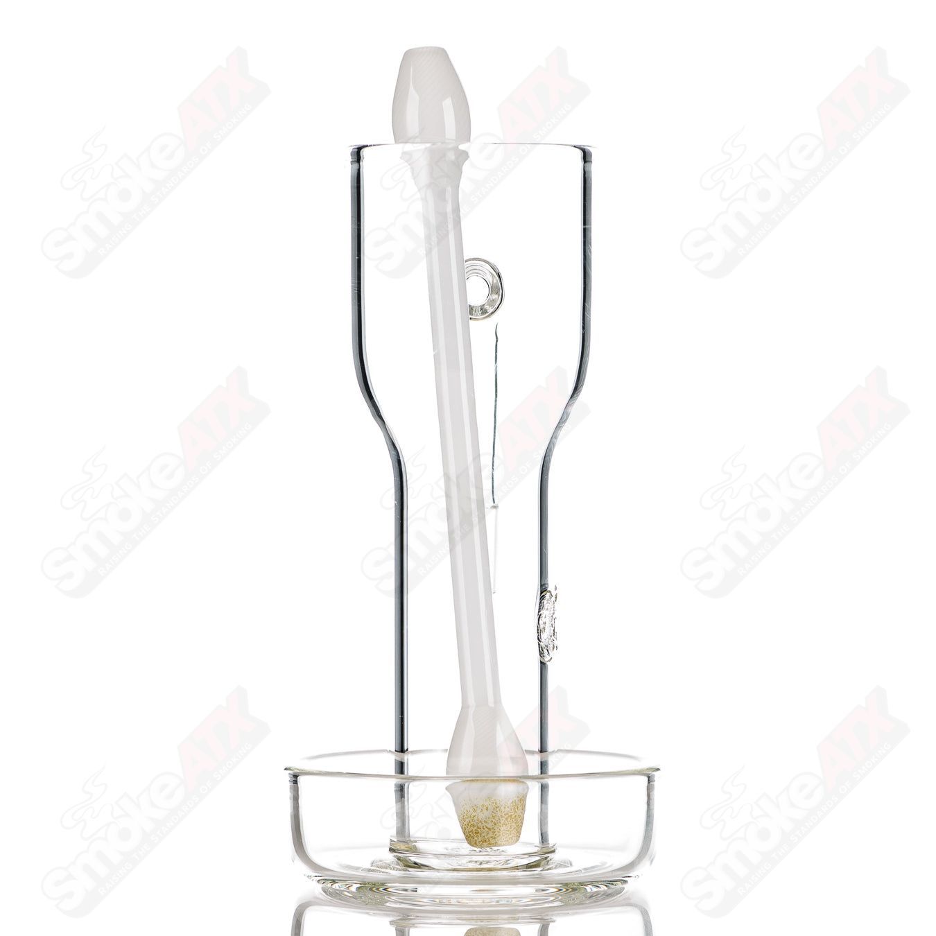 Clear Slurpin Mug with Q-Tip Straw by Surf Rat Glass, transparent glass cup featuring a unique surf rat design.