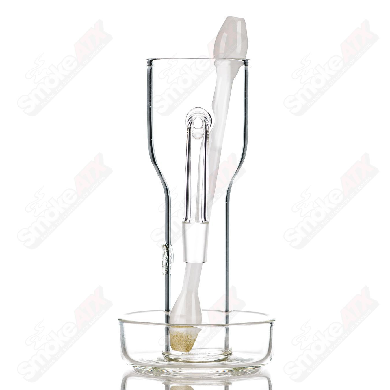 Clear Slurpin Mug with Q-Tip Straw by Surf Rat Glass, a transparent heady glass cup featuring a unique design and straw.