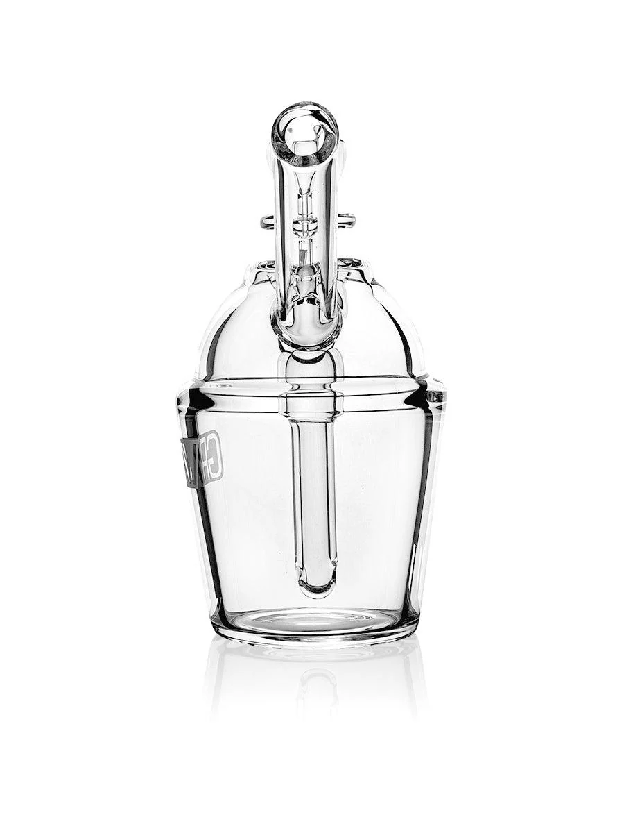 Clear GRAV Slush Cup Pocket Bubbler made of glass, featuring a compact design with a transparent, easy-to-hold bubbler for on-the-go use.