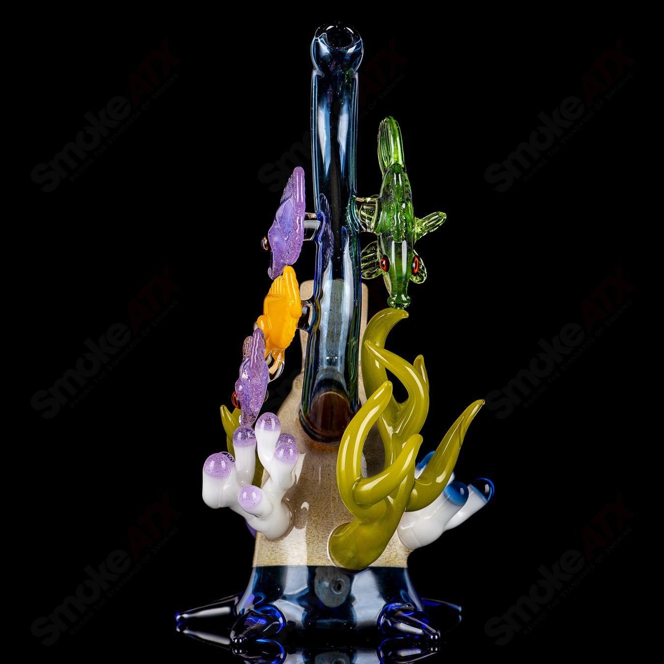 Cobalt Reef Rig JRod heady glass concentrate rig with blue cobalt accents and intricate glass design for dabbing.