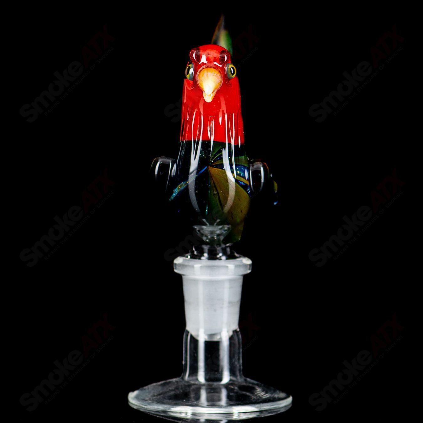 Burtoni Glass cock bowl and slide, clear glass with intricate design, used for specialized adult massage and intimacy.