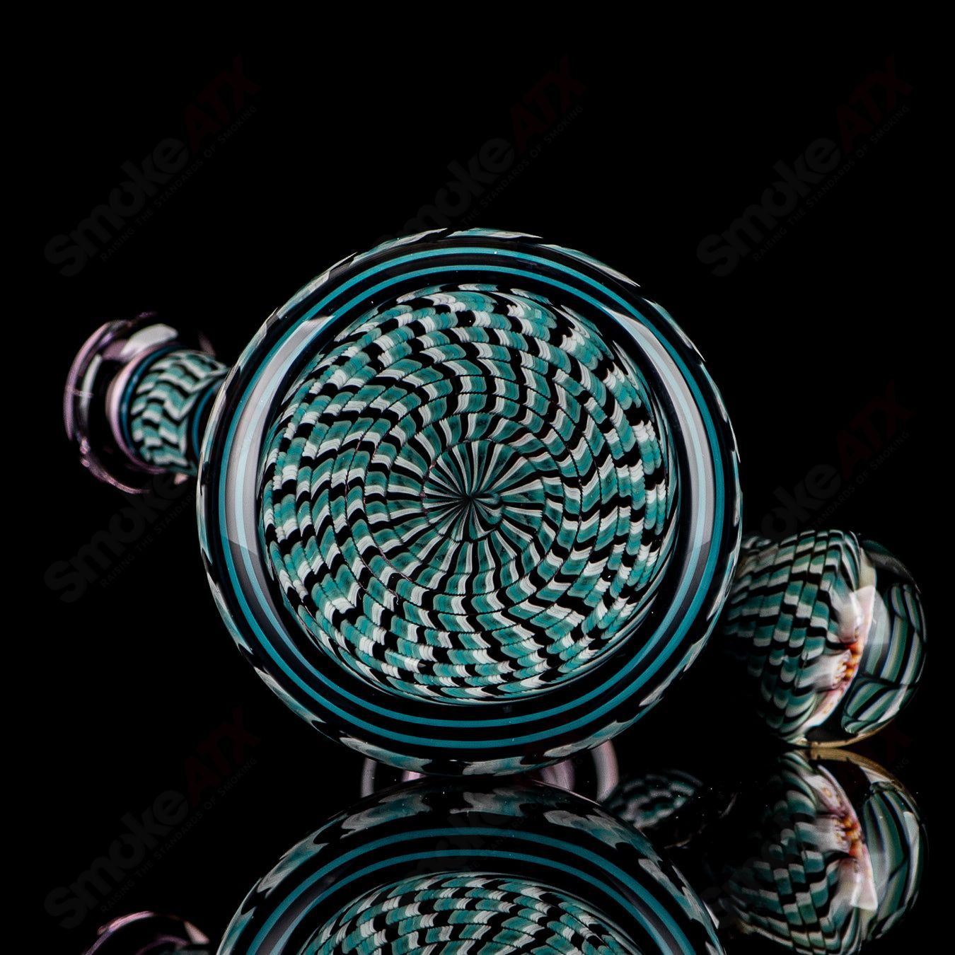 Coiled Latticello Milli Rig by Conversion Glass, Heady Glass concentrate rig with intricate coil design and clear glass accents.