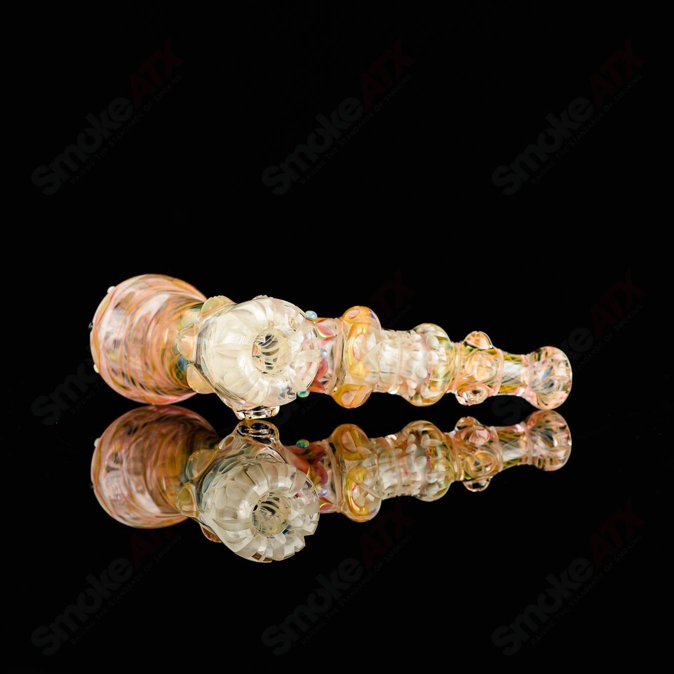 Cold Work Sherlock Lammi x Fatal Facets heady glass Sherlock pipe with intricate glasswork and vibrant colors.