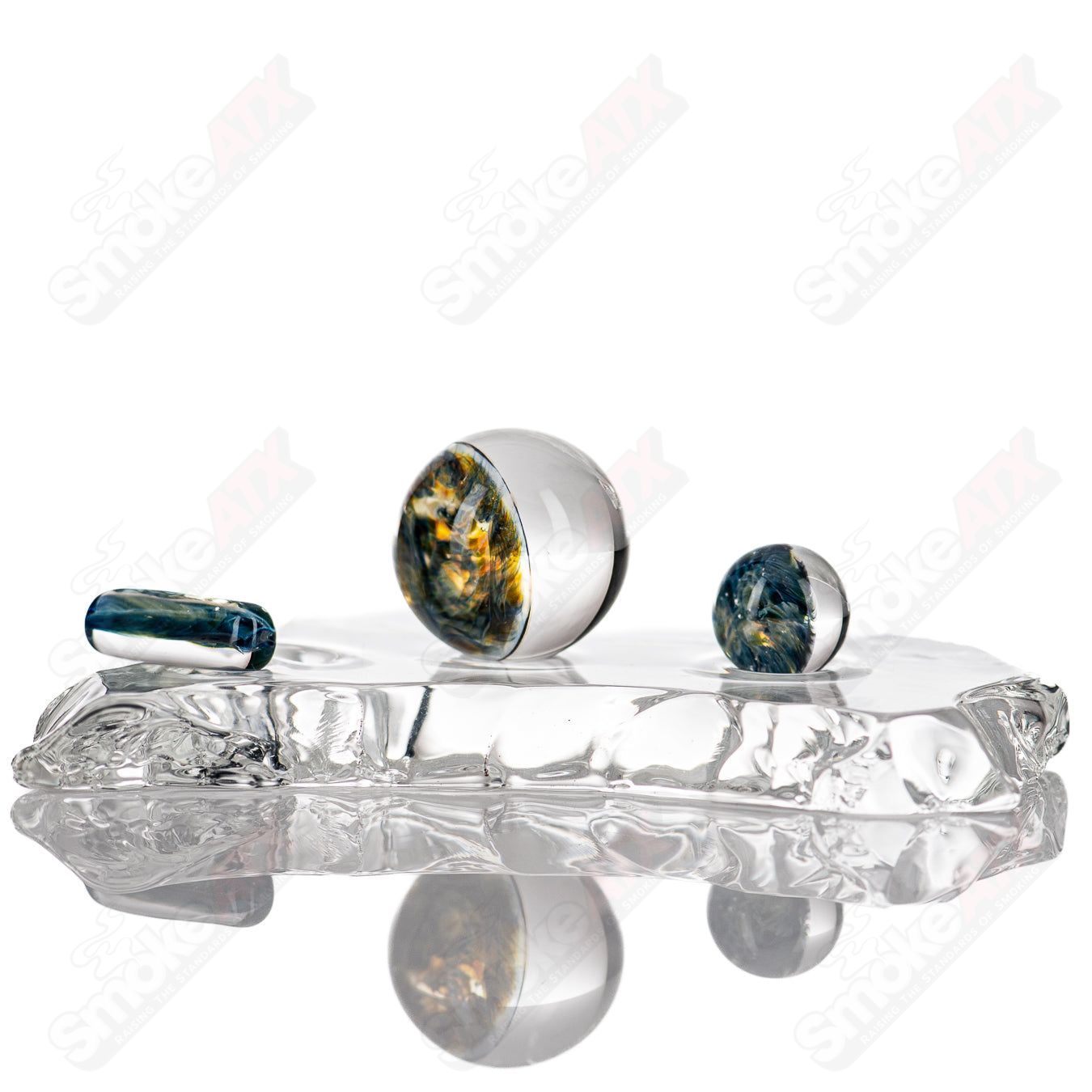 Composite Cane Set by Indo Glass featuring colorful glass marbles on a heady glass pipe.