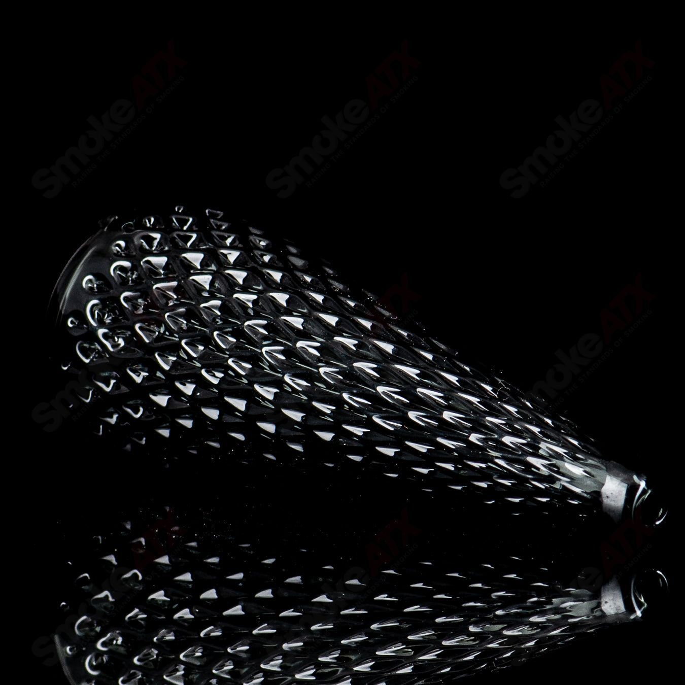 Transparent gray Diamond Tech Dry Puffco Top by James Lang, glass cone-shaped accessory for Puffco vaporizers.