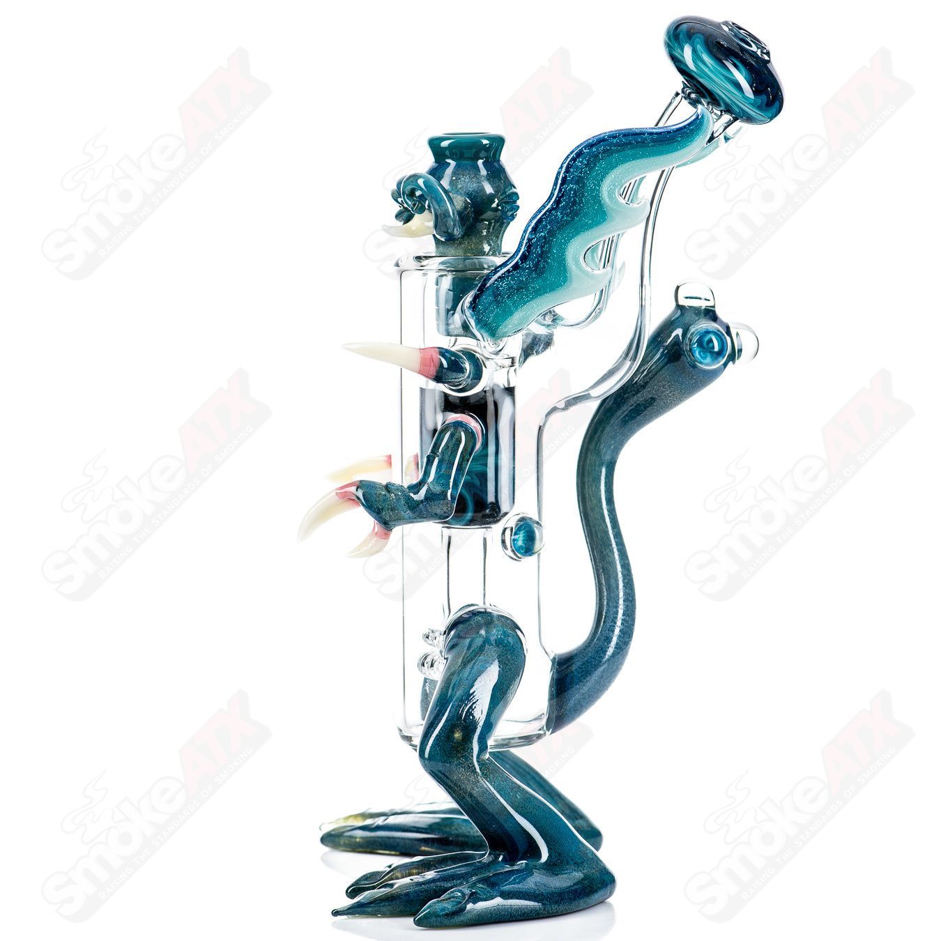 Salt Creature Rig by E. Ross X SALT, a colorful heady glass concentrate rig with intricate creature design and vibrant glasswork.