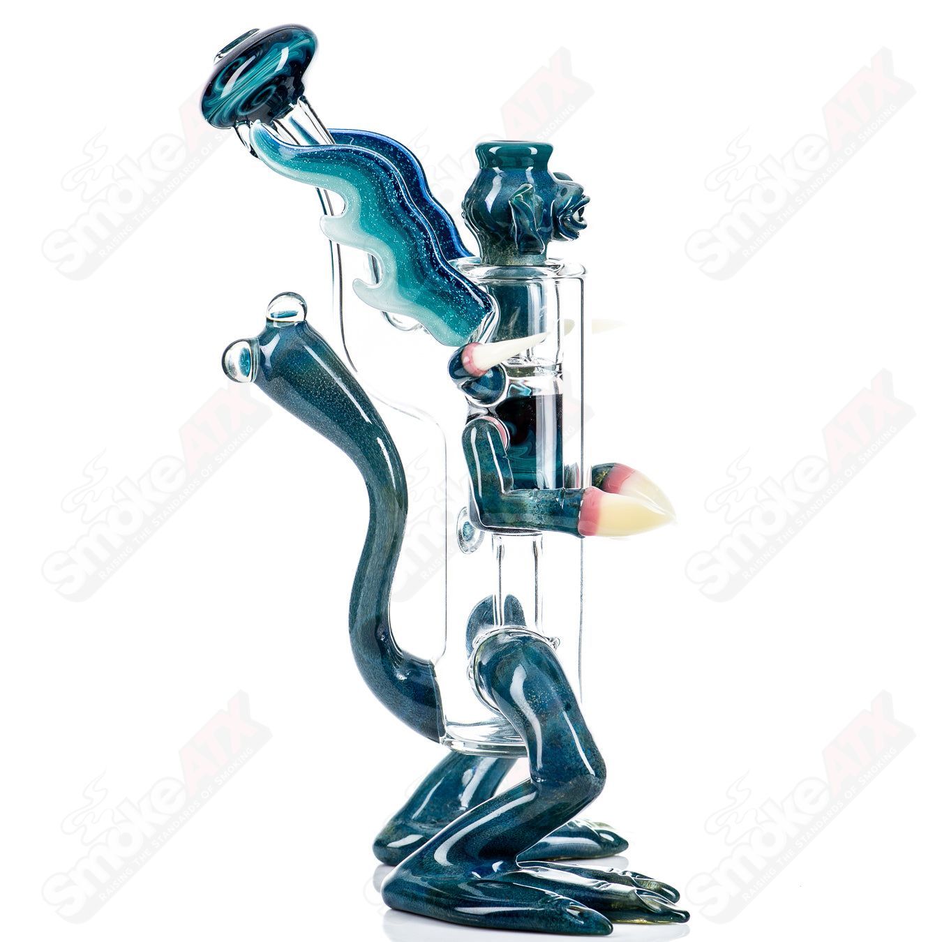 Creature Rig by E. Ross X SALT, a colorful heady glass concentrate rig featuring a detailed creature design.