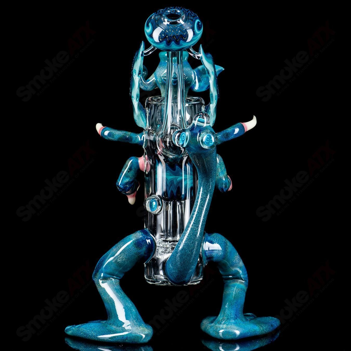 Creature Rig by E. Ross X SALT, a colorful heady glass concentrate rig featuring a creative creature design and intricate details.