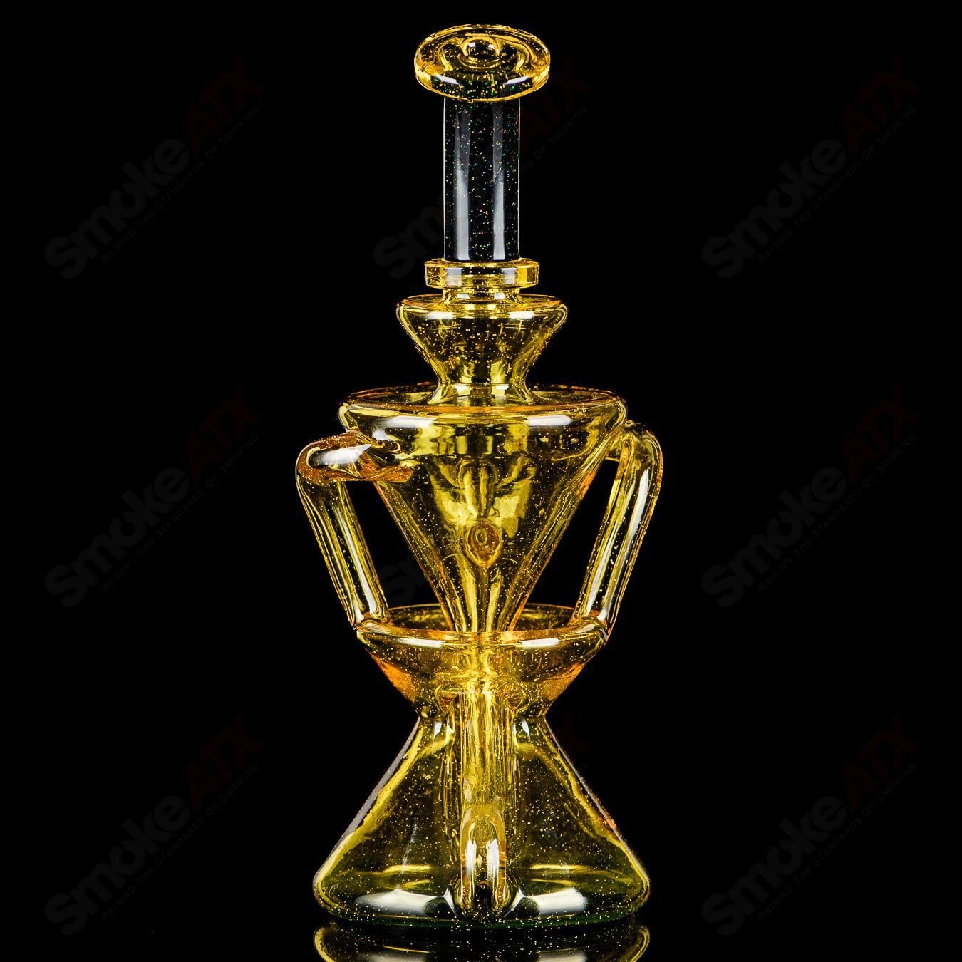 Crushed opal full-size recycler by Captn Chronic, heady glass piece with vibrant crushed opal accents and intricate recycler design.