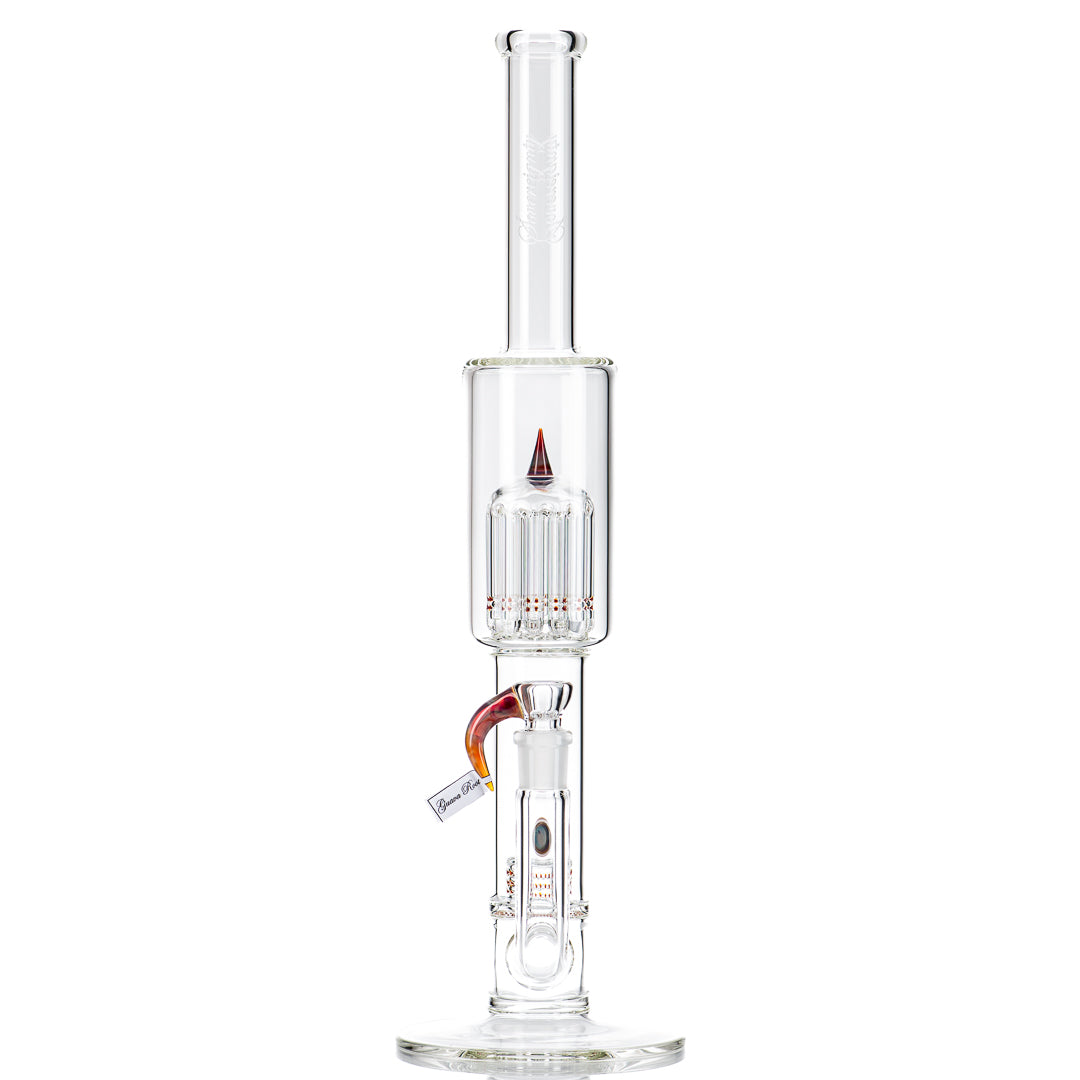 Sovereignty Glass straight tube grid cap 180 to 12 tree guava root sovereignty glass in clear, cylindrical design with grid cap.