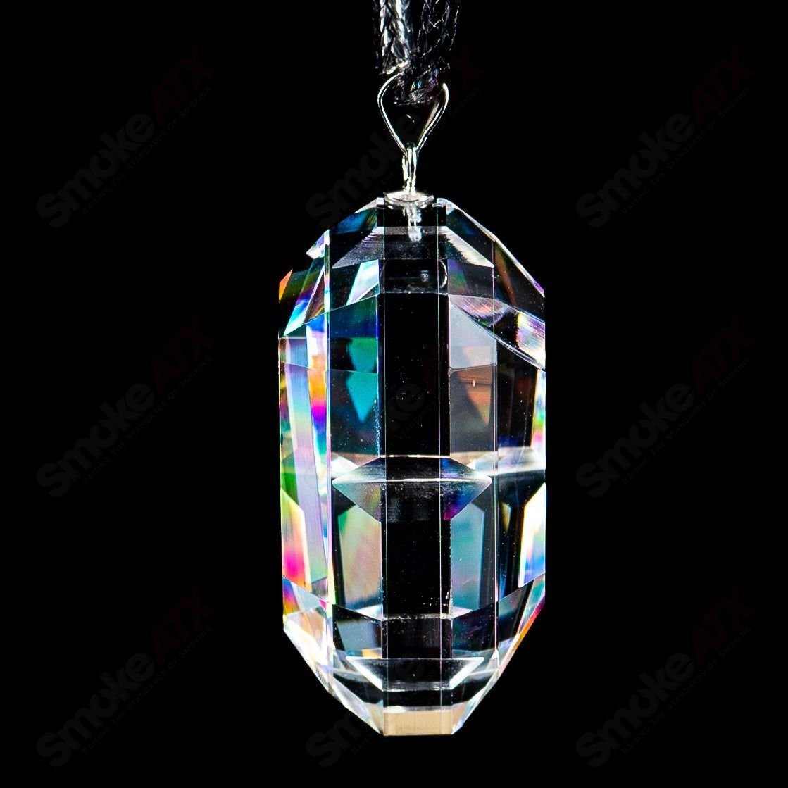 Dichro Arrow Head Faceted Pendant by Fatal Facets, Heady Glass jewelry with a shimmering, multi-faceted arrowhead design.