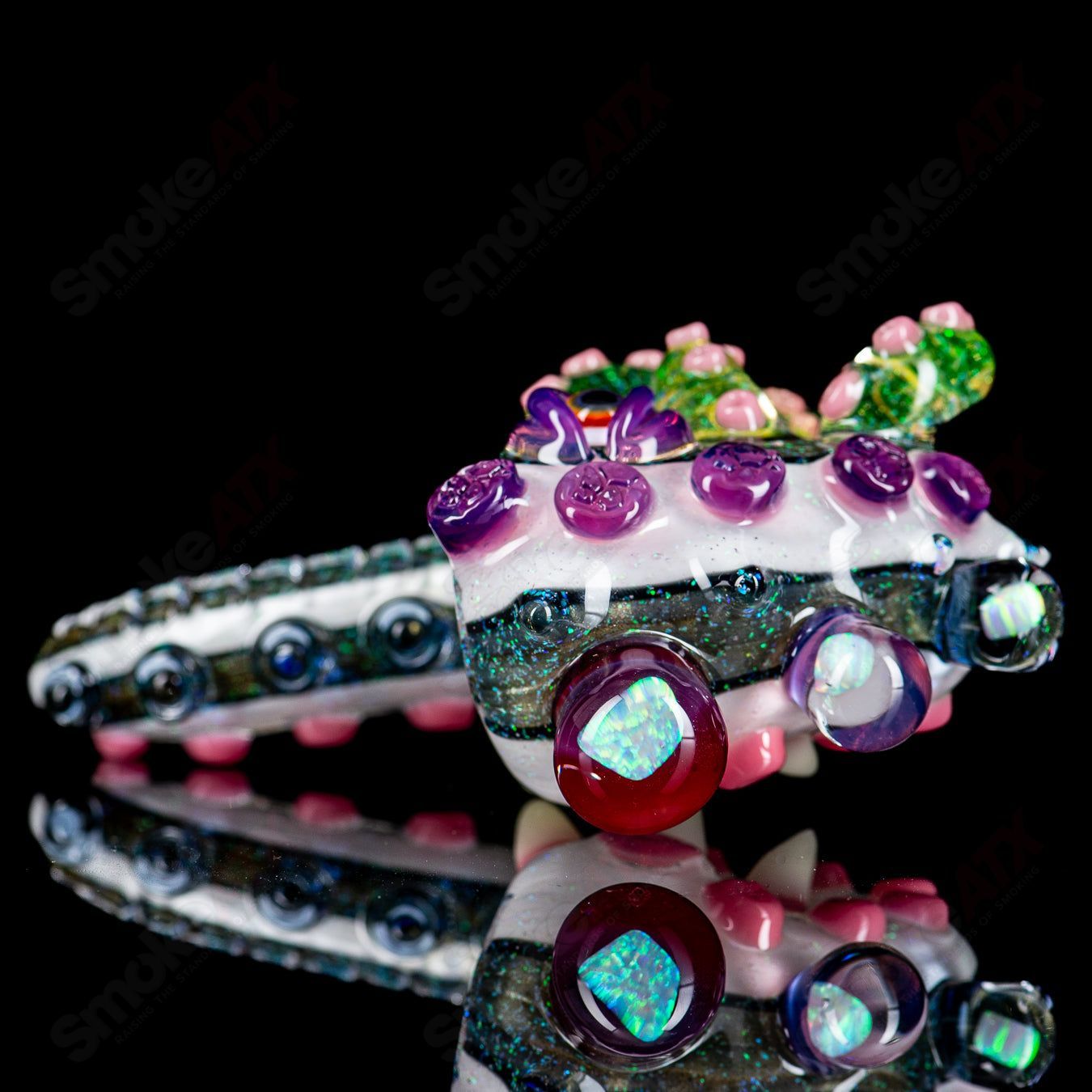 Dichro Monster Sherlock heady glass pipe signed by Harold Ludeman, crafted by Salt Glass, featuring vibrant, colorful glass artistry.