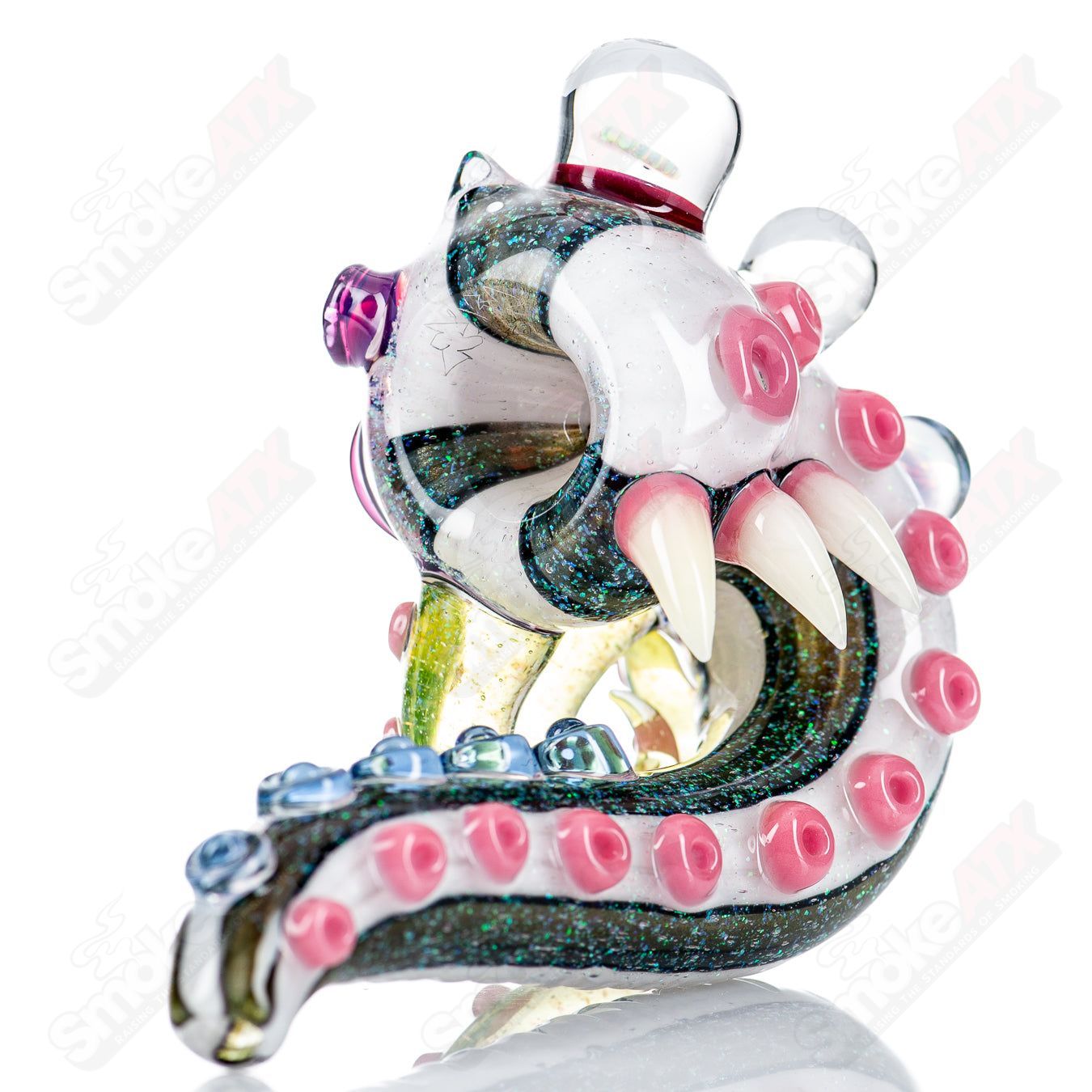 Dichro Monster Sherlock heady glass pipe signed by Harold Ludeman, crafted by Salt Glass, featuring vibrant dichroic glass details.