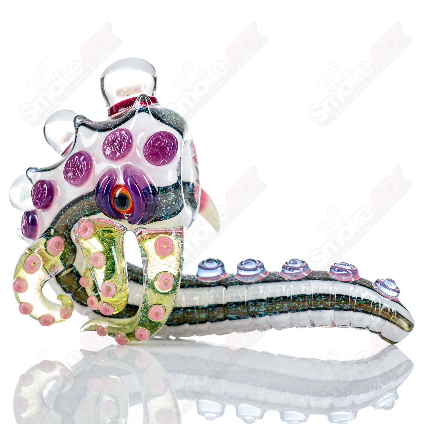 Dichro Monster Sherlock heady glass pipe signed by Harold Ludeman, featuring vibrant colors and intricate glasswork by Salt Glass.