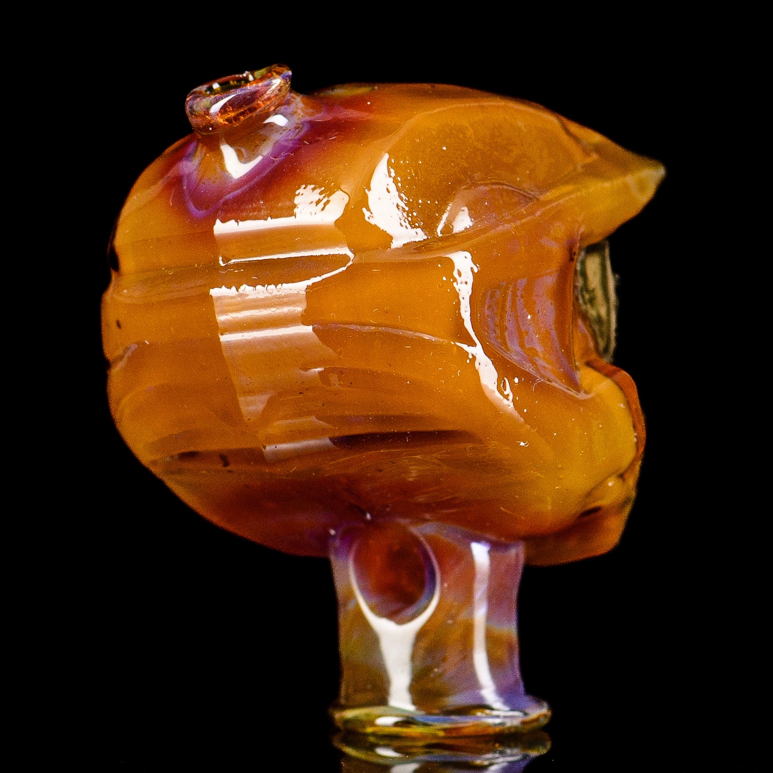 Glass Puffco Top Halo Pivot Mouthpiece by Tony Kazy, clear and intricately designed for enhanced vaping experience.