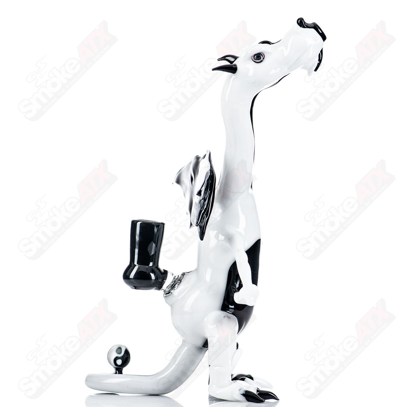 Hendy double-headed dragon heady glass concentrate rig with intricate dragon design and clear glass construction.