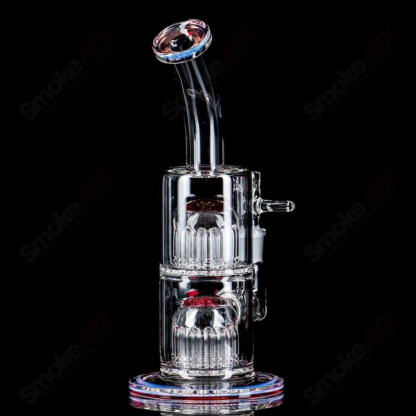 Double Micro 13/13 Arm Perc with worked sections by Toro Glass - Smoke ATX