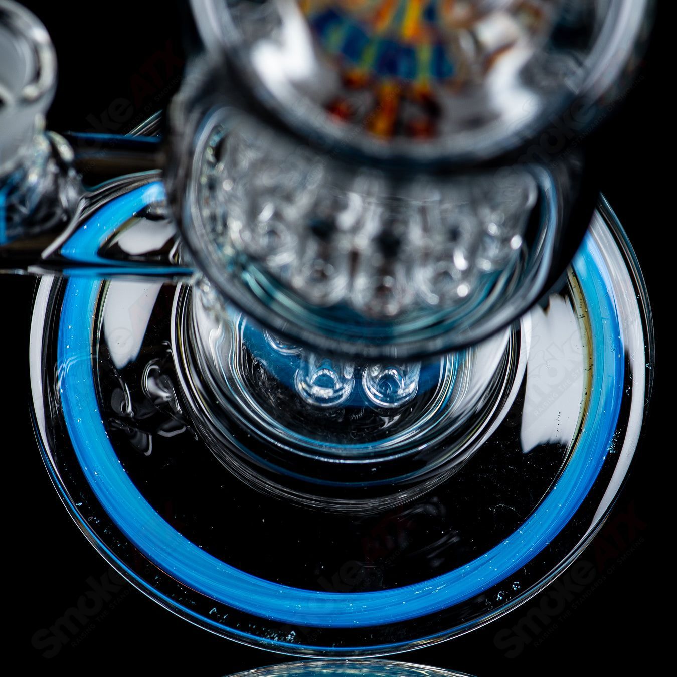Toro Glass Double Micro 7/13 Arm Perc Bubbler with worked sections, showcasing intricate glasswork and multiple percolation arms.