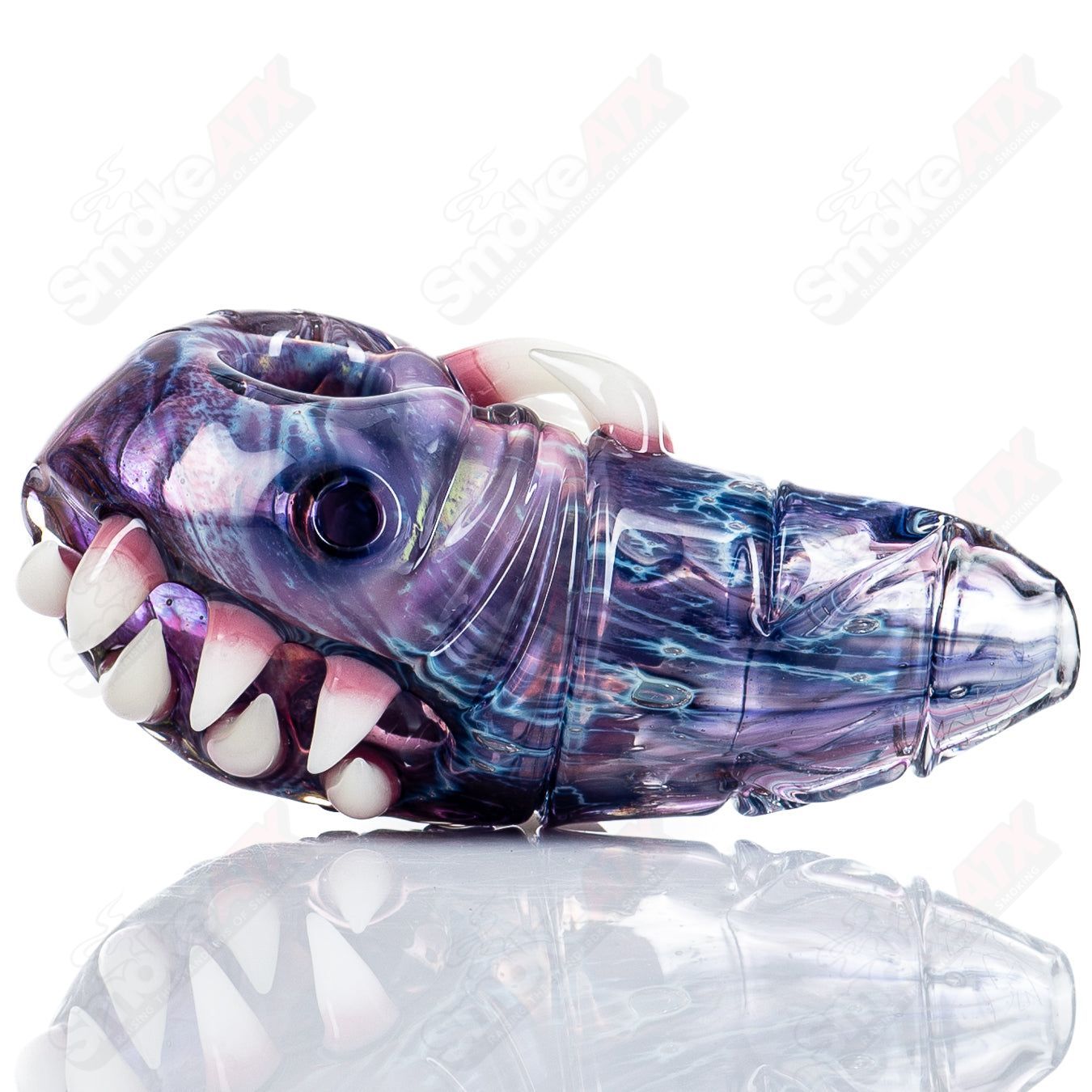 Handheld dry pipe by Nobody Glass x SALT, featuring colorful heady glass design for smooth smoking experience.