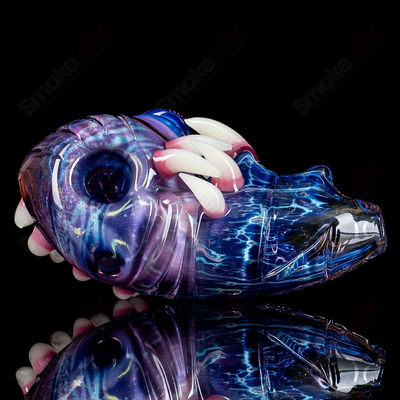 Dry pipe hand pipe by Nobody Glass x Salt in colorful heady glass design, featuring intricate patterns and a smooth mouthpiece.
