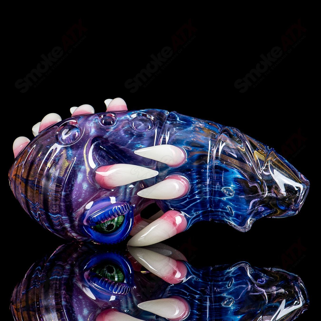 Salt Glass dry pipe from Nobody Glass x SALT, handcrafted heady glass hand pipe with intricate design and smooth finish.