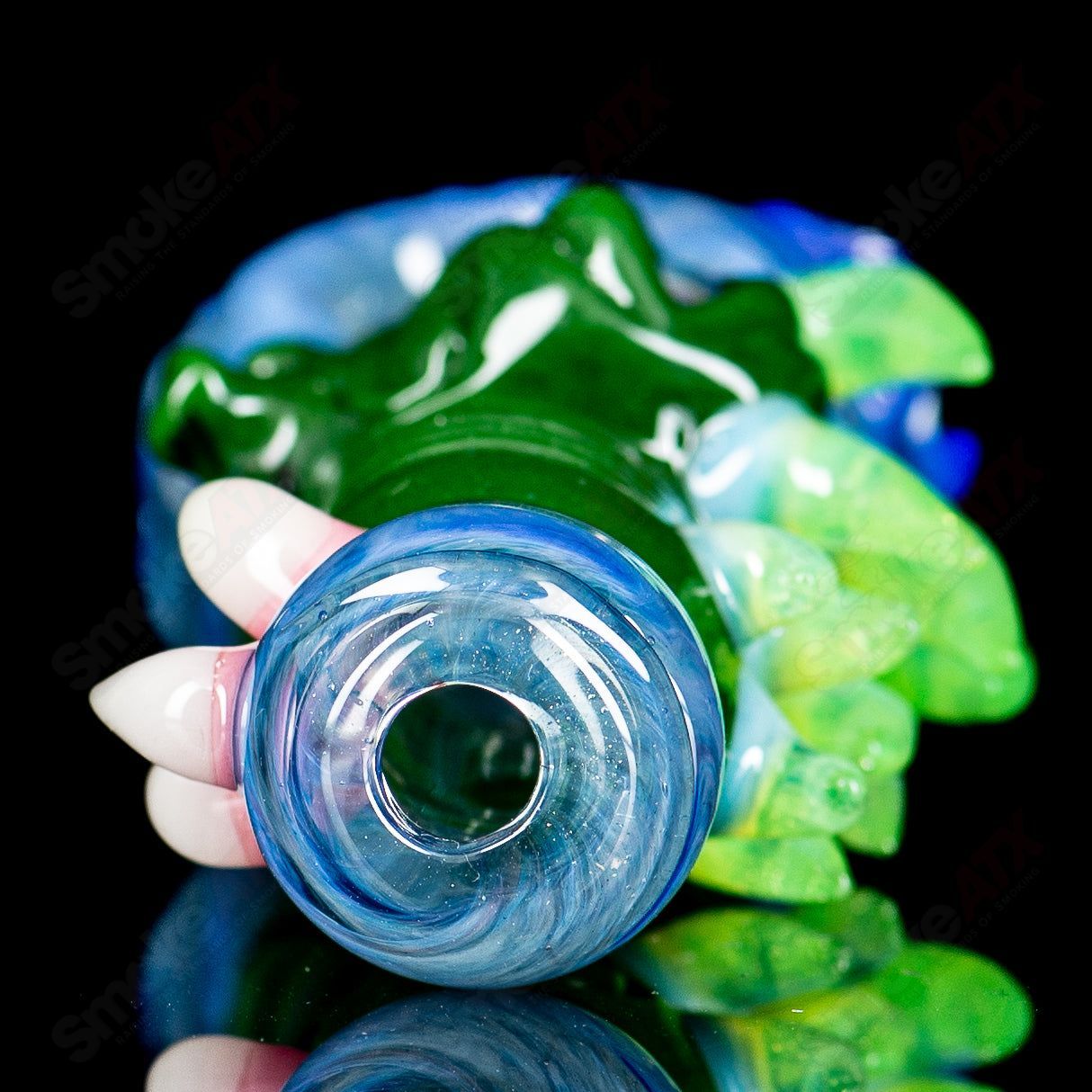 Salt Glass dry pipe signed 2014, heady glass hand pipe with intricate design and vibrant colors for smooth smoking experience.