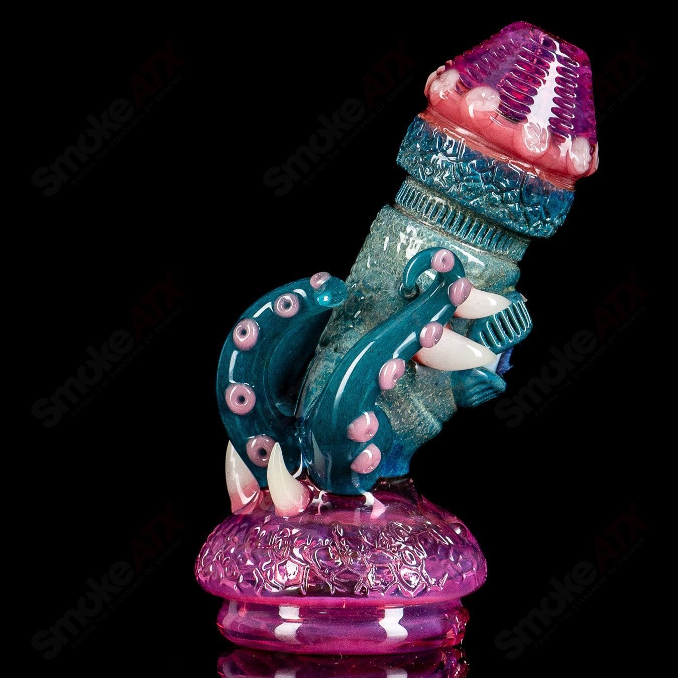 Dry Puffco Top by SPG x Salt Glass, heady glass Puffco accessory with intricate design and clear glass craftsmanship.