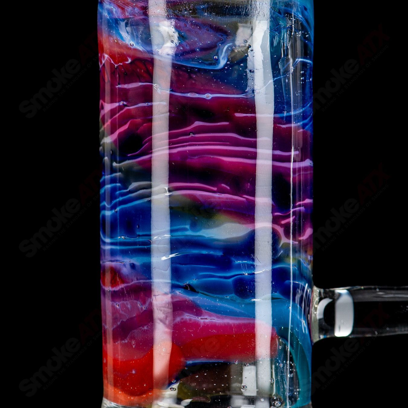 20-inch rainbow fade Apolocoline straight glass tube by Dirty Rico with a 14mm bowl, featuring vibrant rainbow colors and clear glass details.