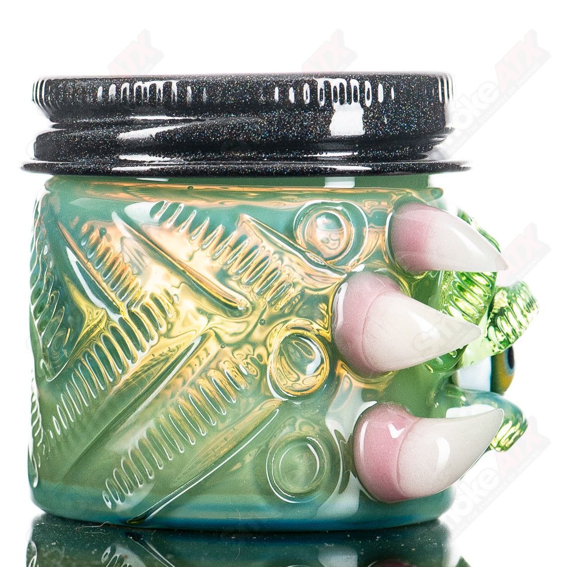 Egyptian Green Ion Haterade UV Glass Jar by Baller Jar X Salt, featuring a durable transparent container with vibrant green tint.
