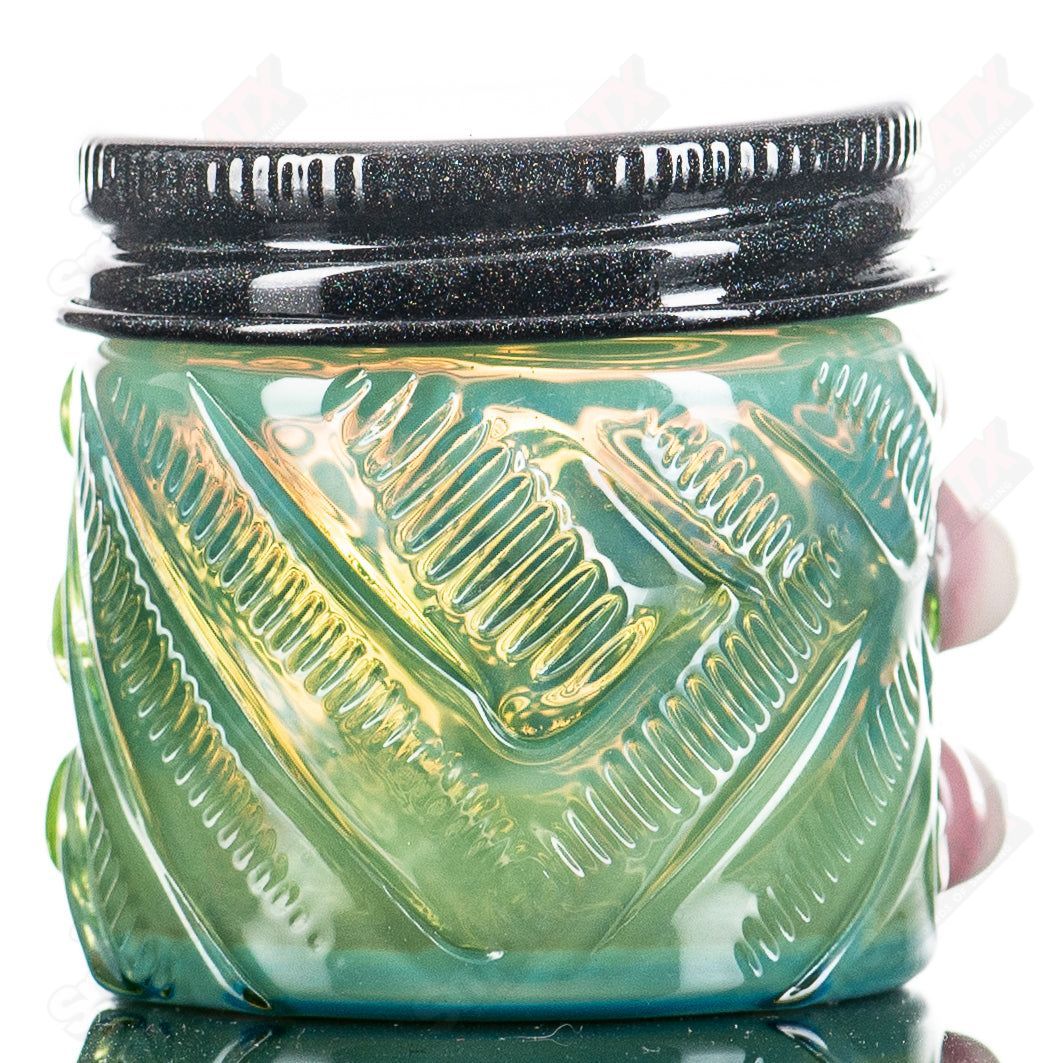 Egyptian Green Ion Haterade UV Glass Jar by Baller Jar X Salt, showcasing a stylish, durable glass container with vibrant green color.